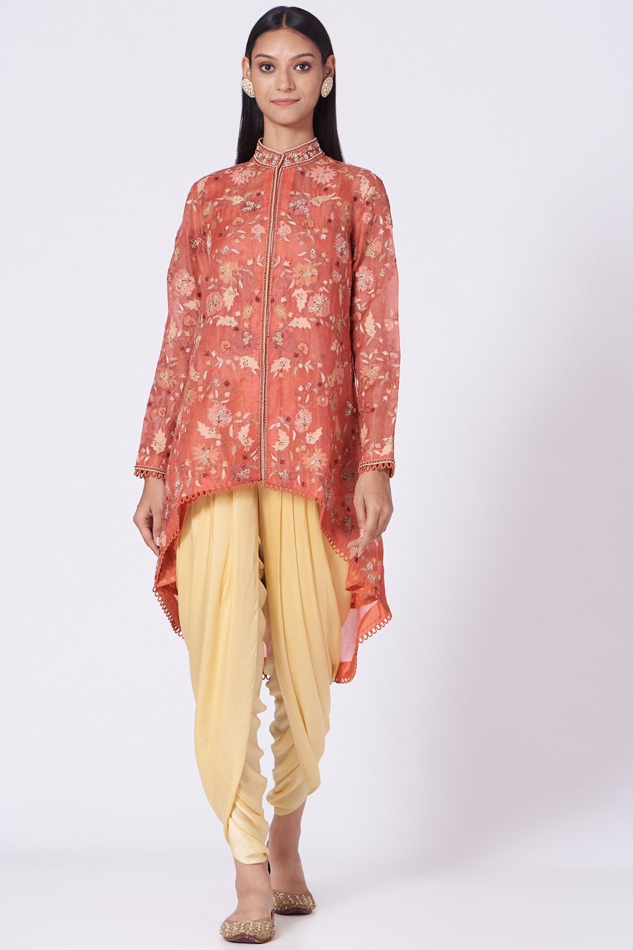 Red Zardosi Embroidered Jacket Set
