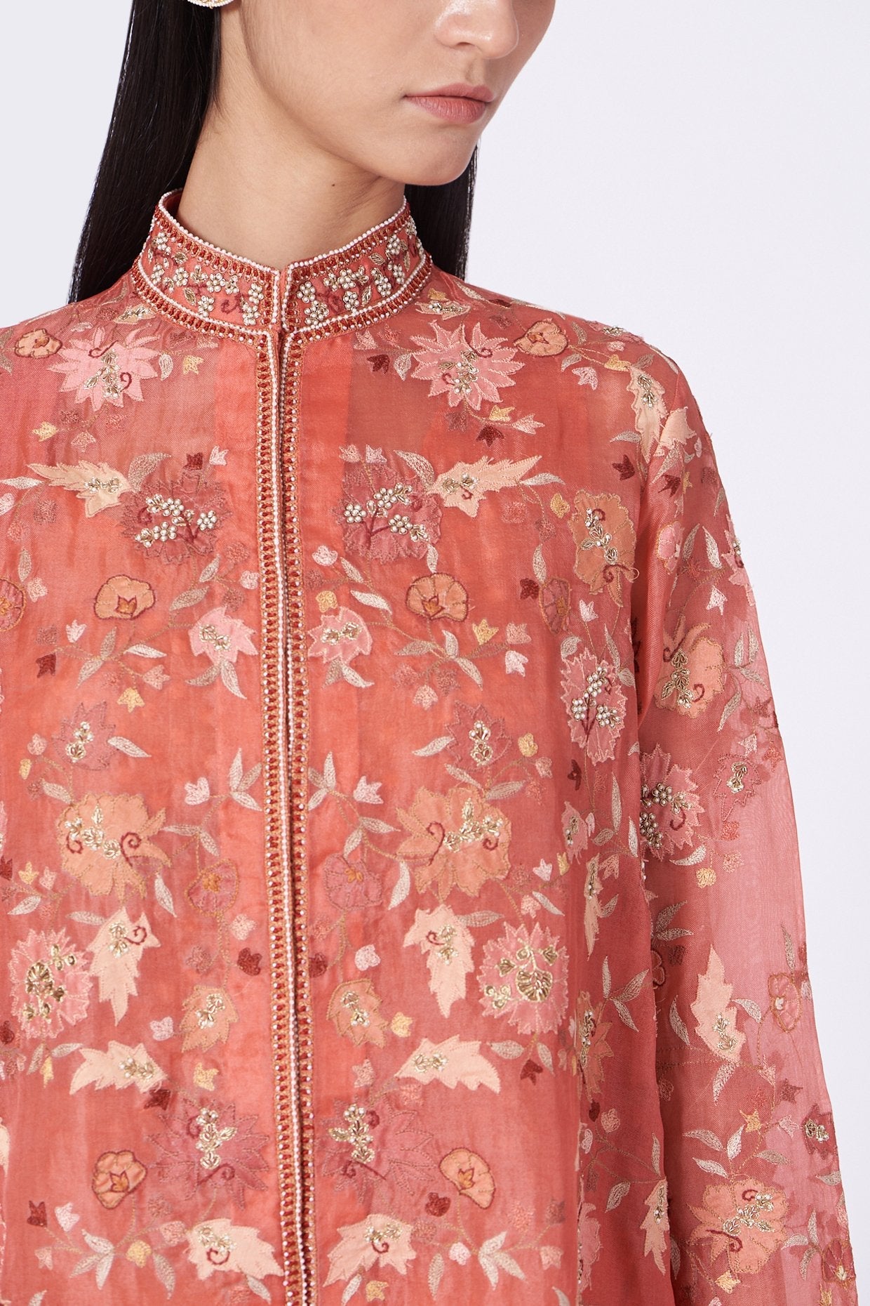 Red Zardosi Embroidered Jacket Set