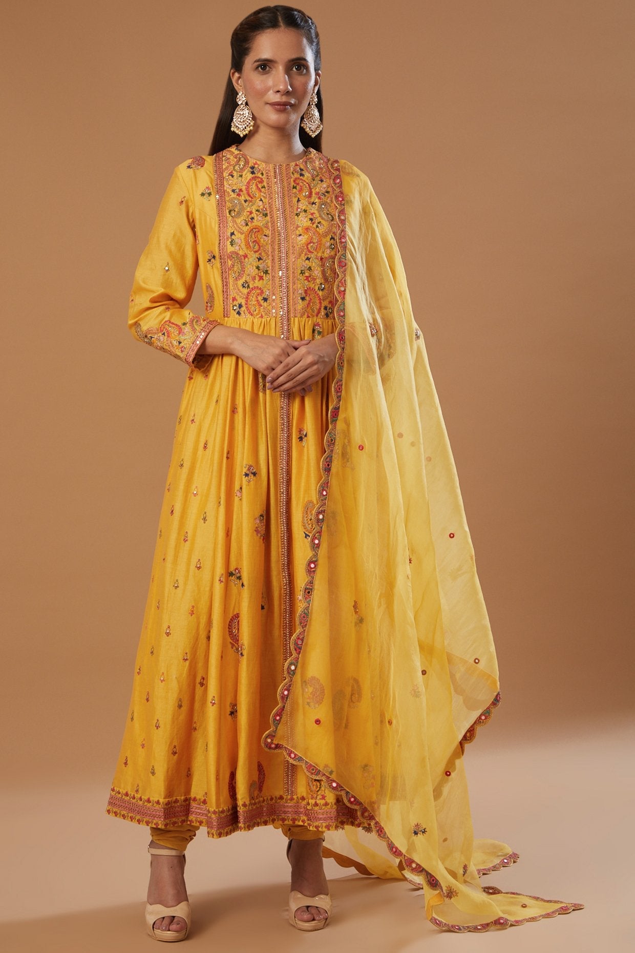 Kalidar With Churidar And Dupatta