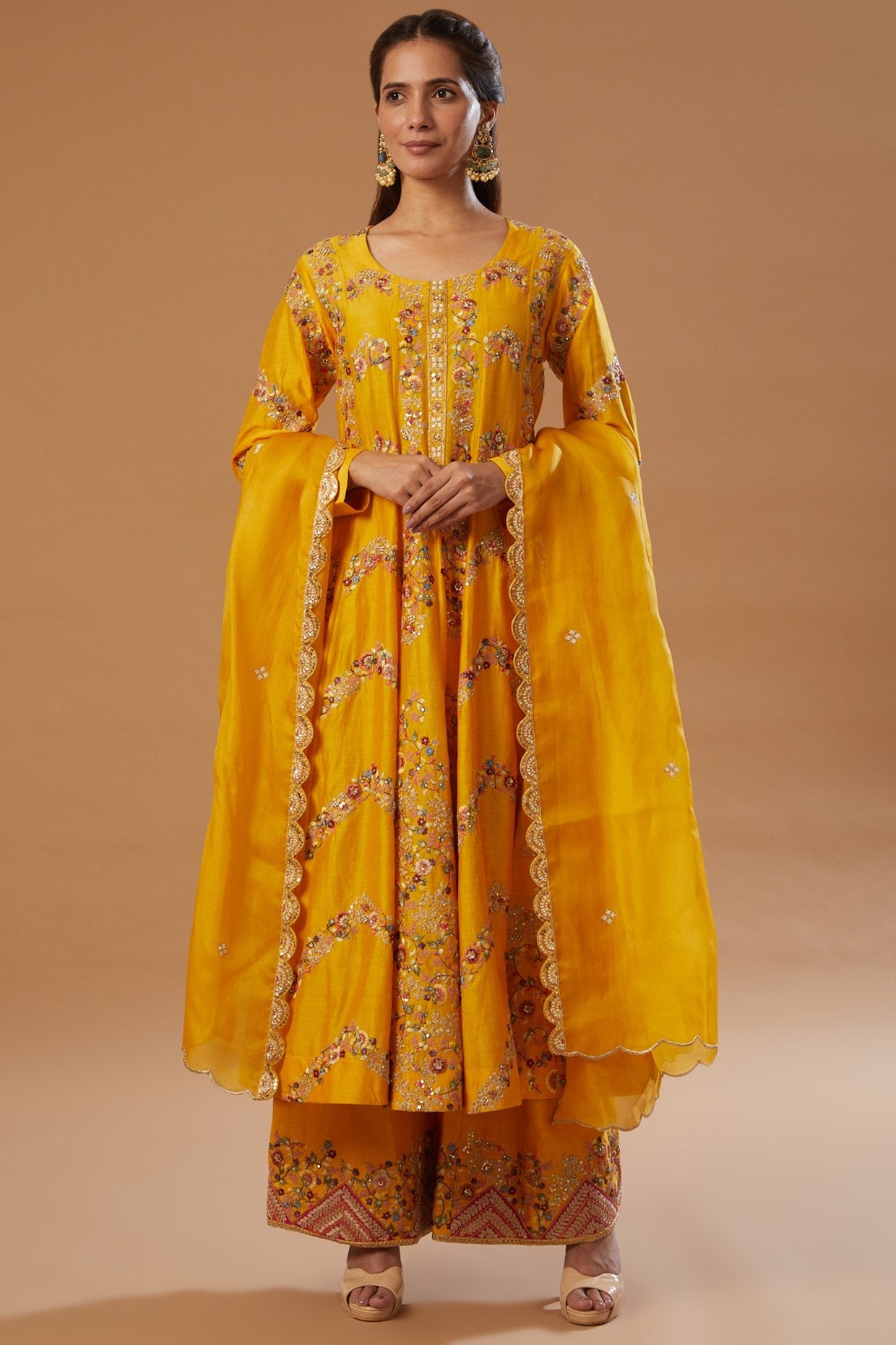 Kali Kurta With Pant And Dupatta