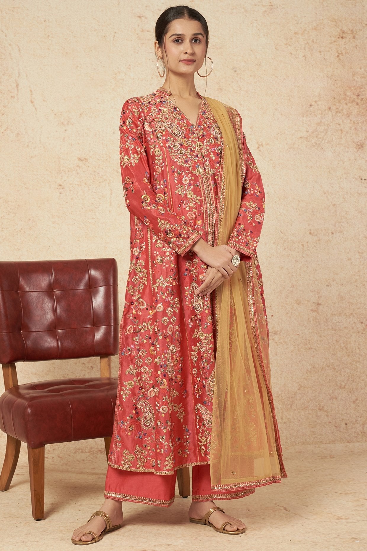 Long Jacket With Pants And Dupatta