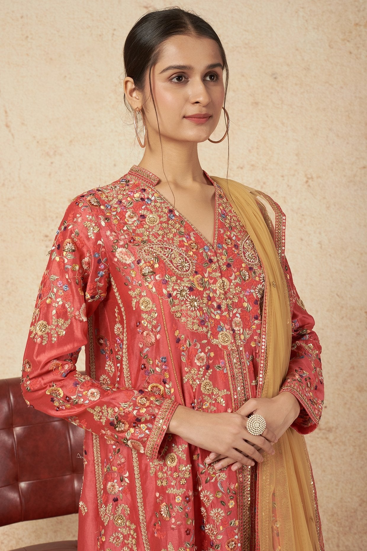 Long Jacket With Pants And Dupatta