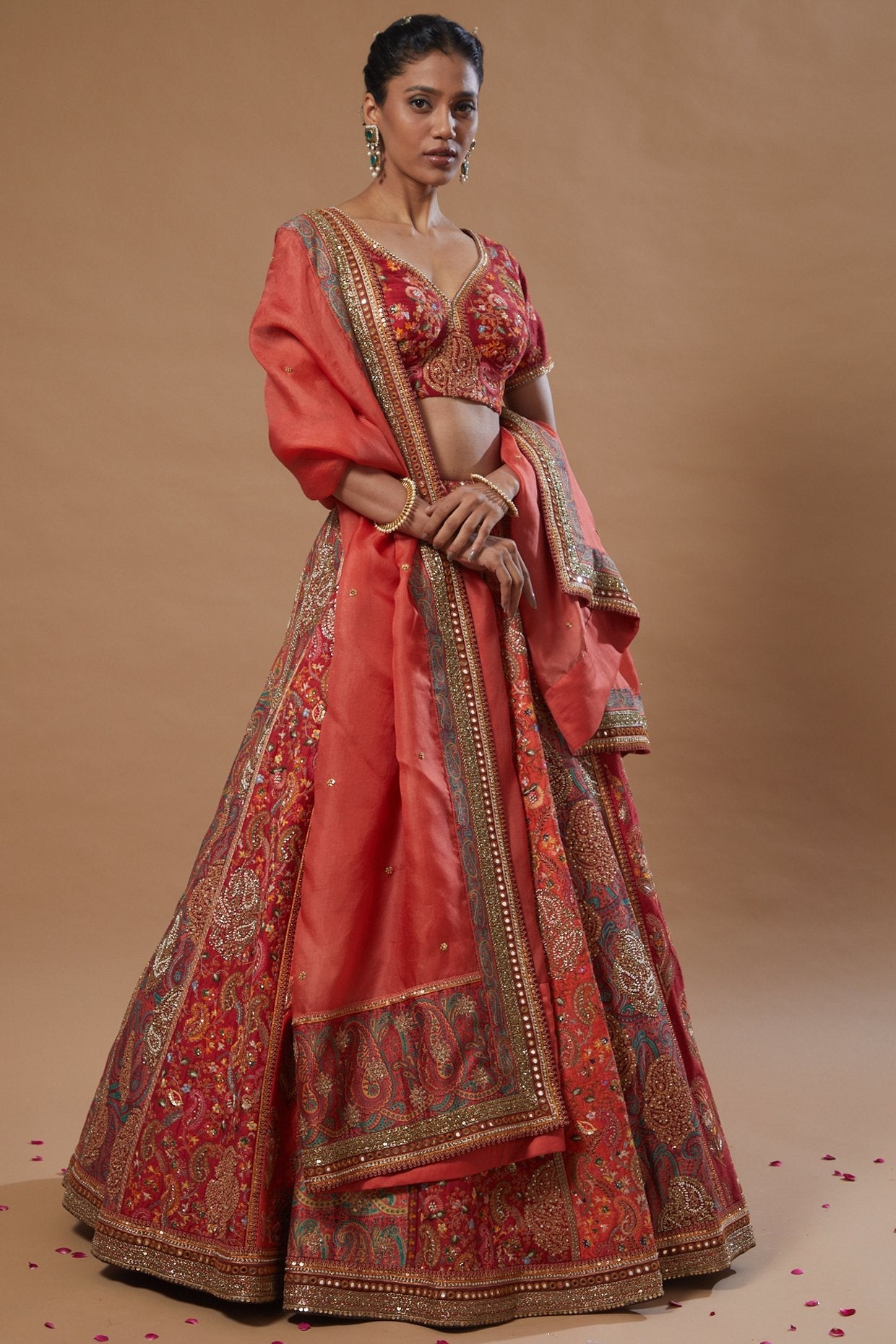 Multicolour Lehenga With Blouse And Dupatta