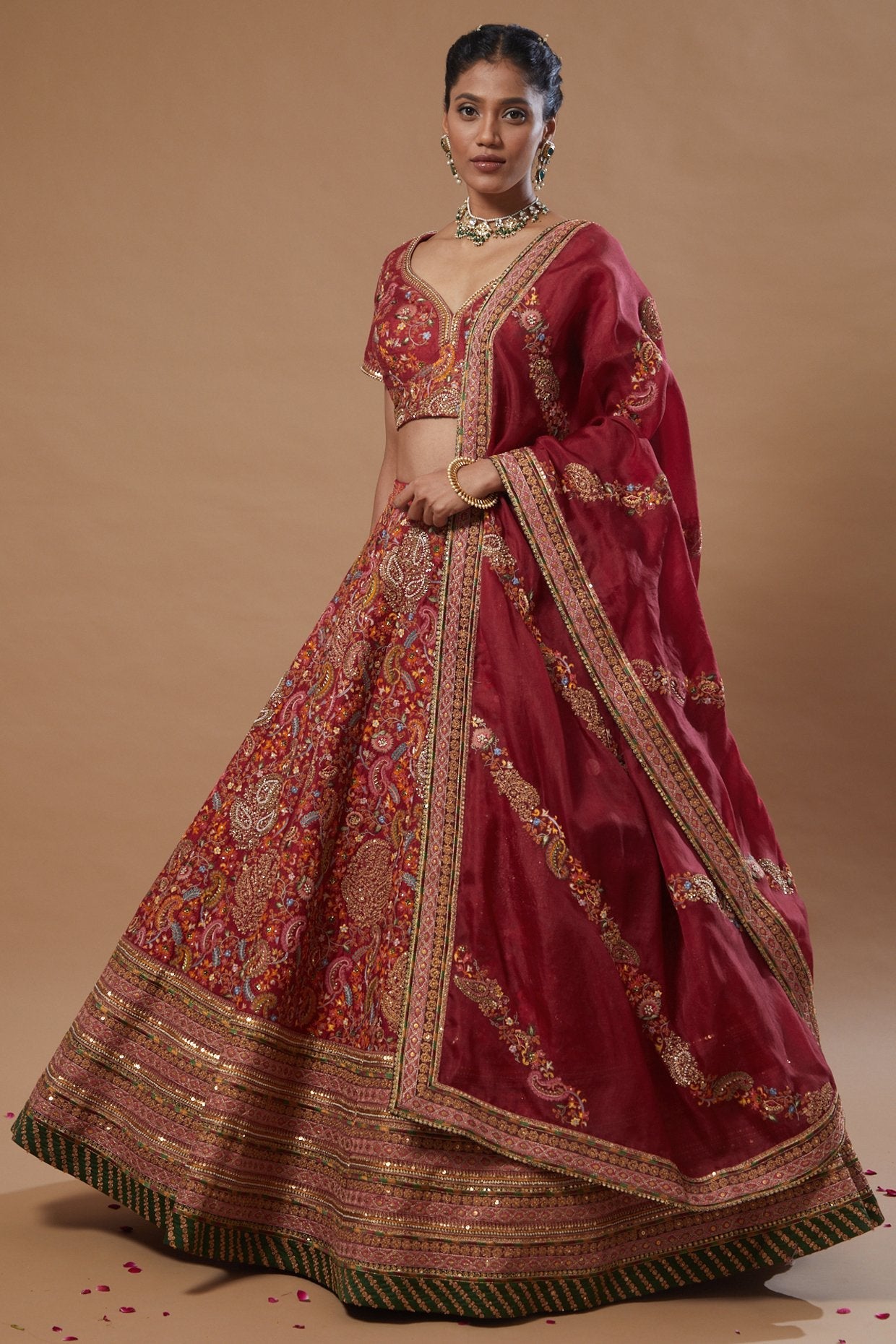 Heavy Border Lehenga With Blouse And Dupatta