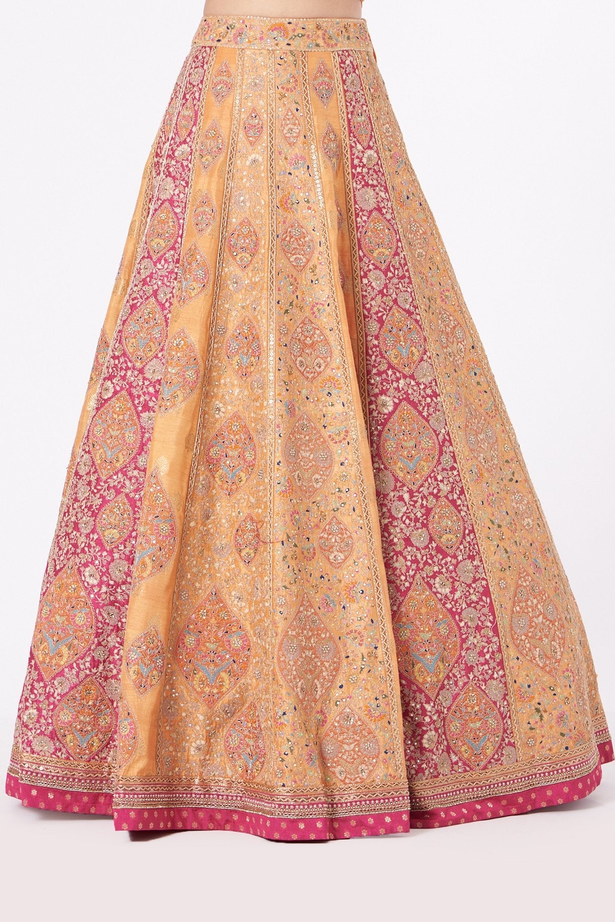 Light Orange Hand Embroidered Lehenga Set