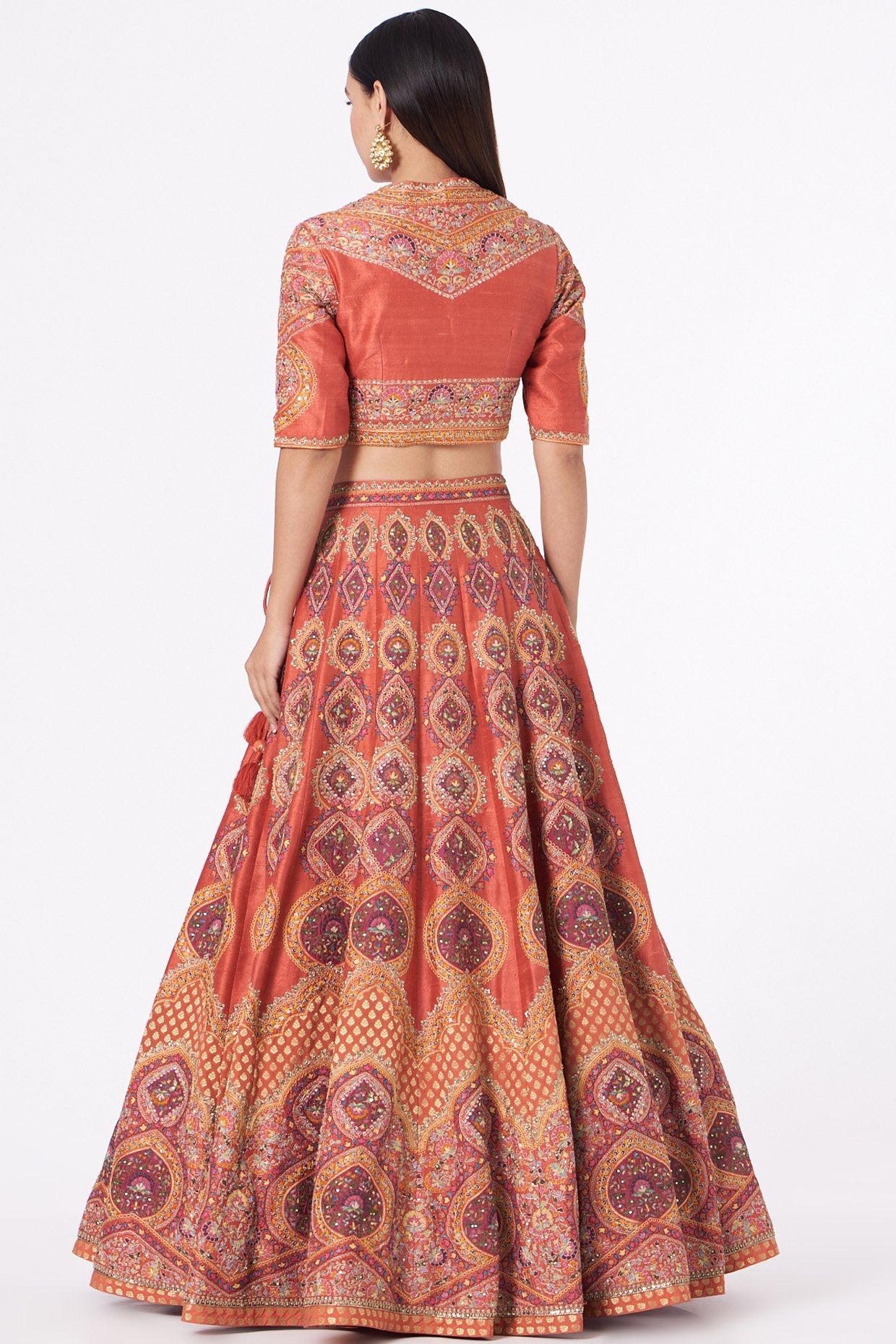 Red Embroidered Lehenga Set