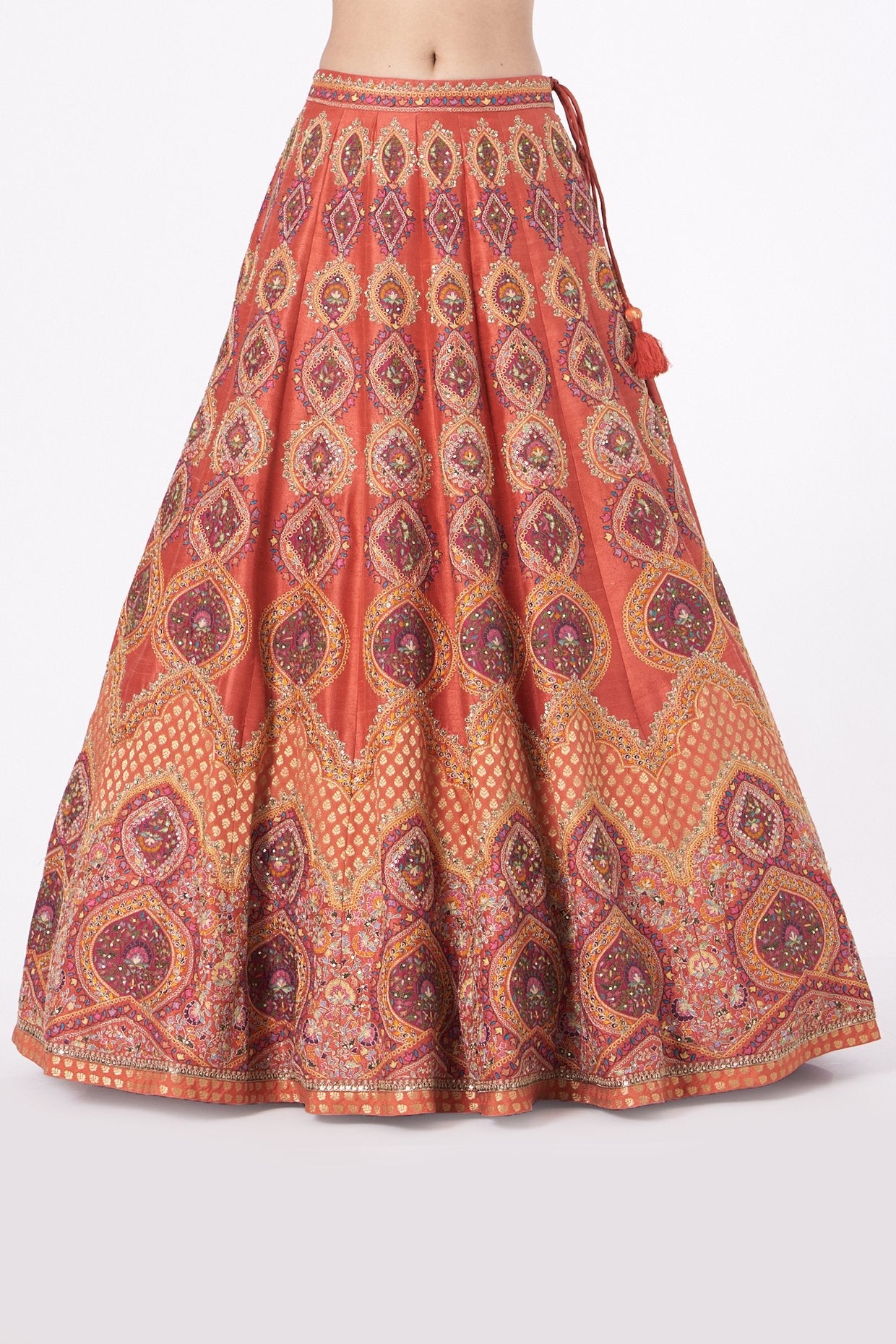 Red Embroidered Lehenga Set