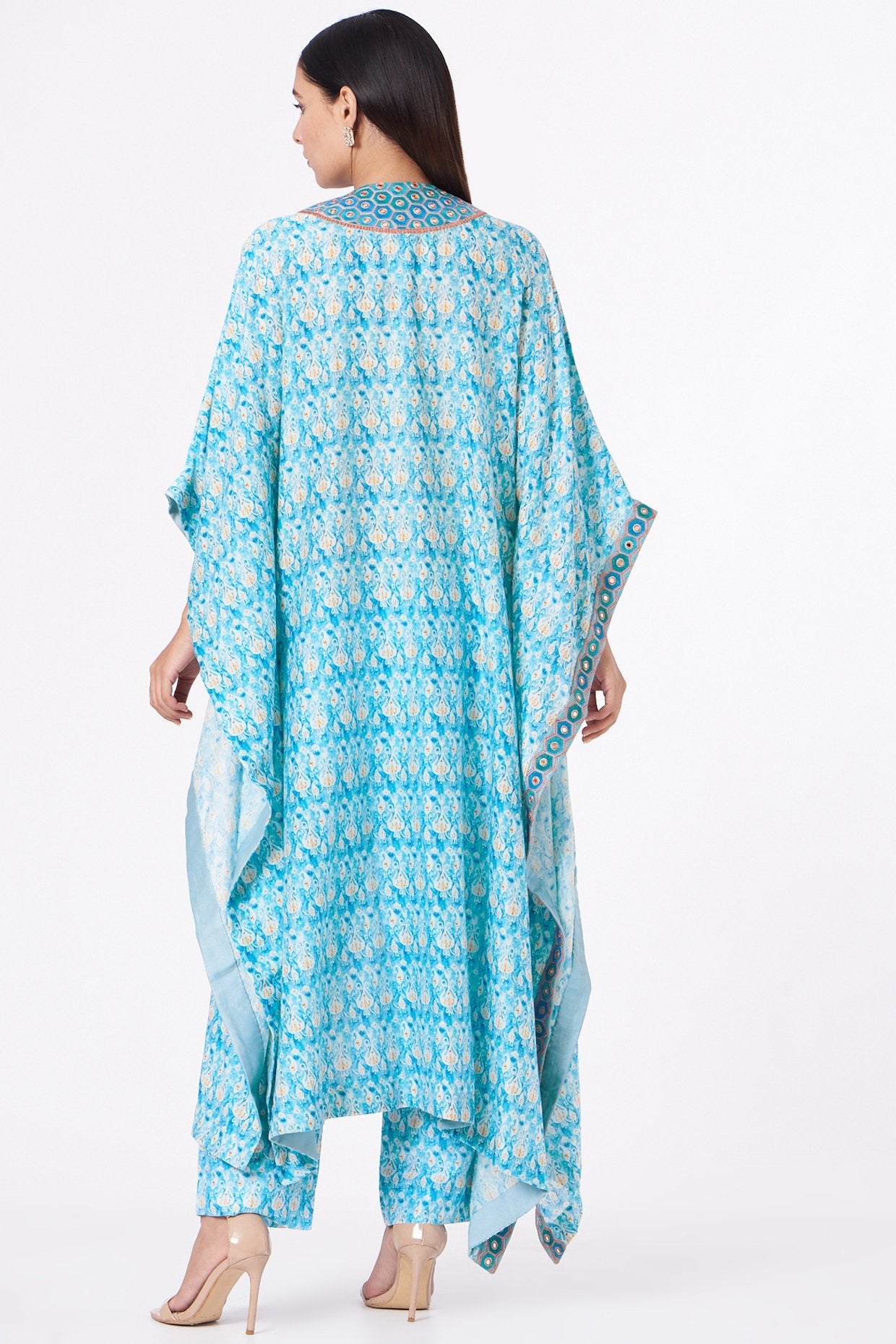 Sky Blue Embroidered Kaftan Kurta Set