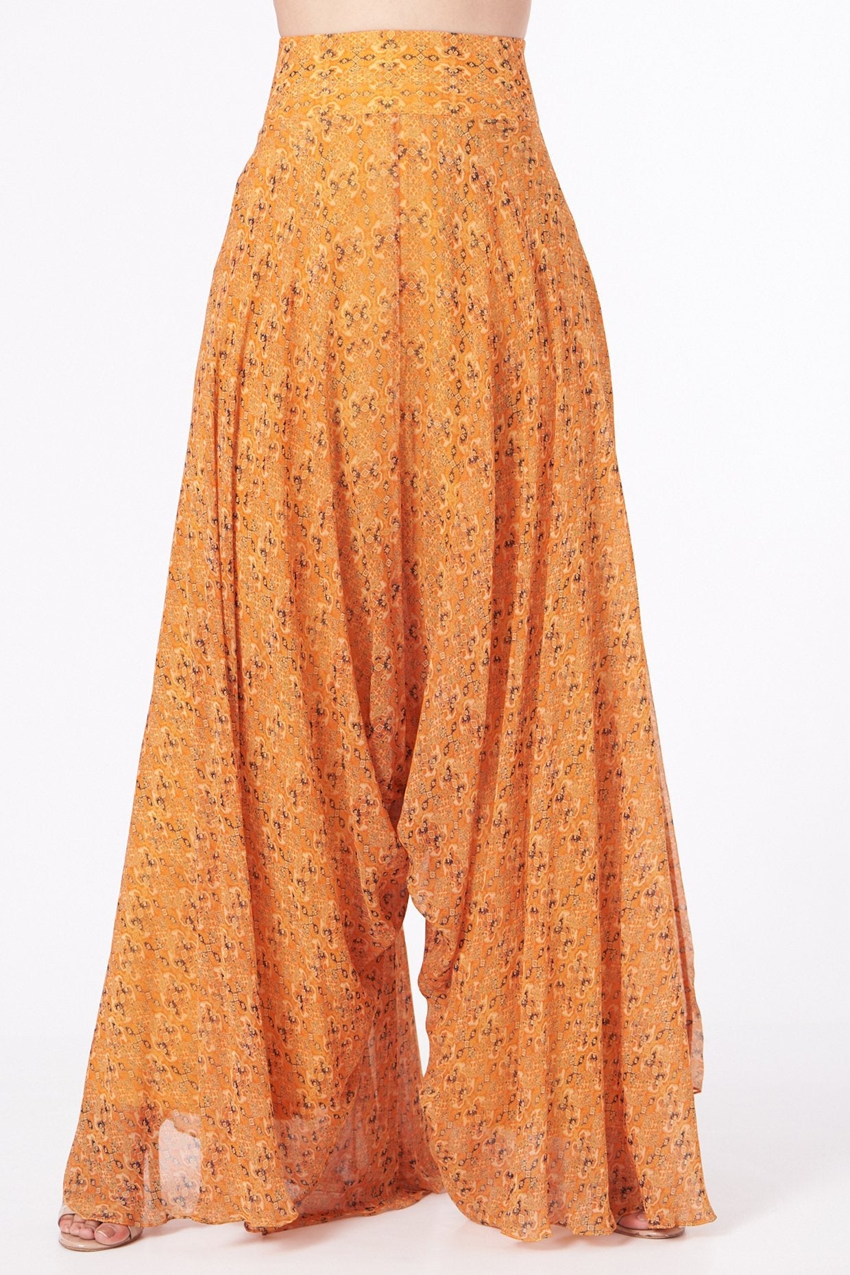 Orange Embroidered Kaftan Kurta Set