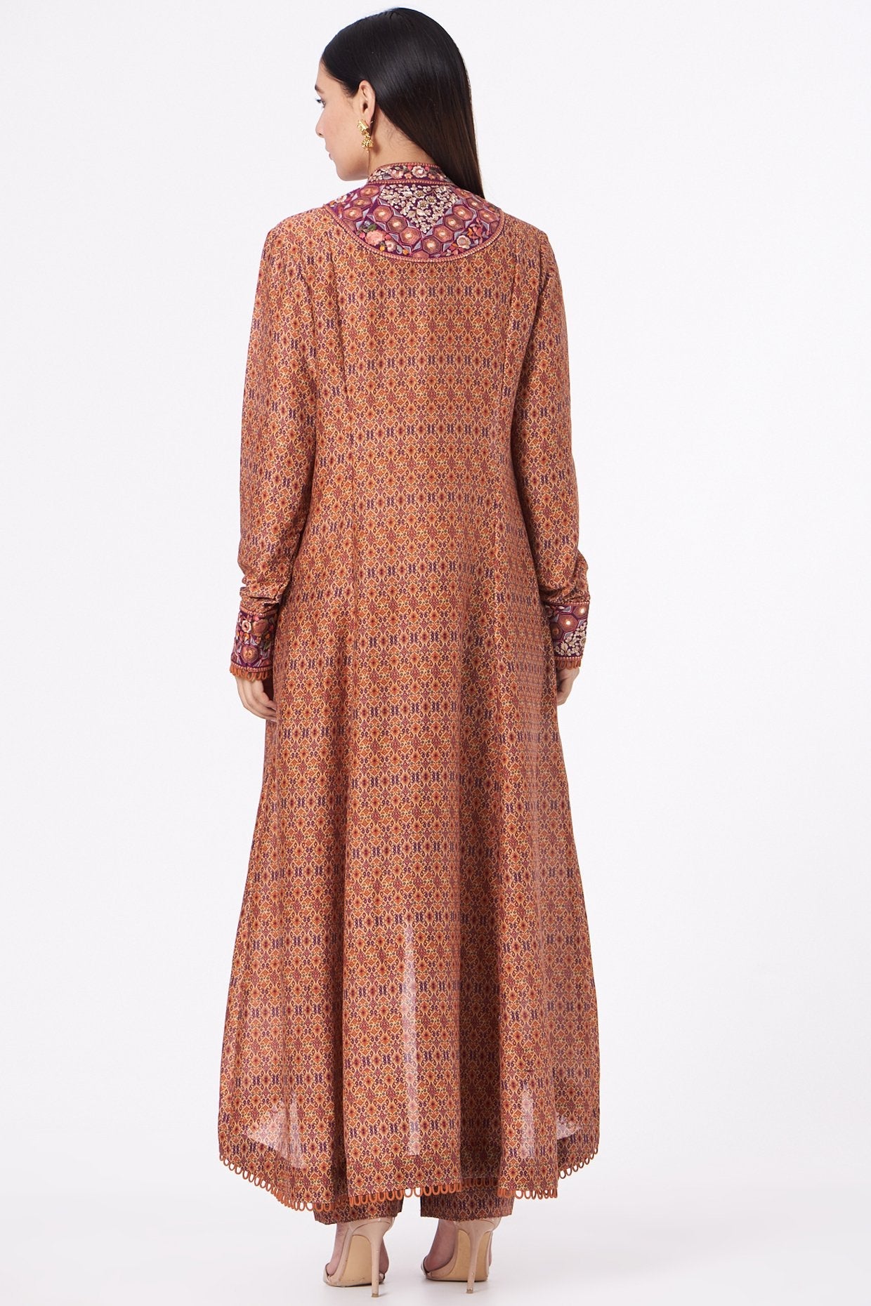 Red Hand Embroidered Jacket Set