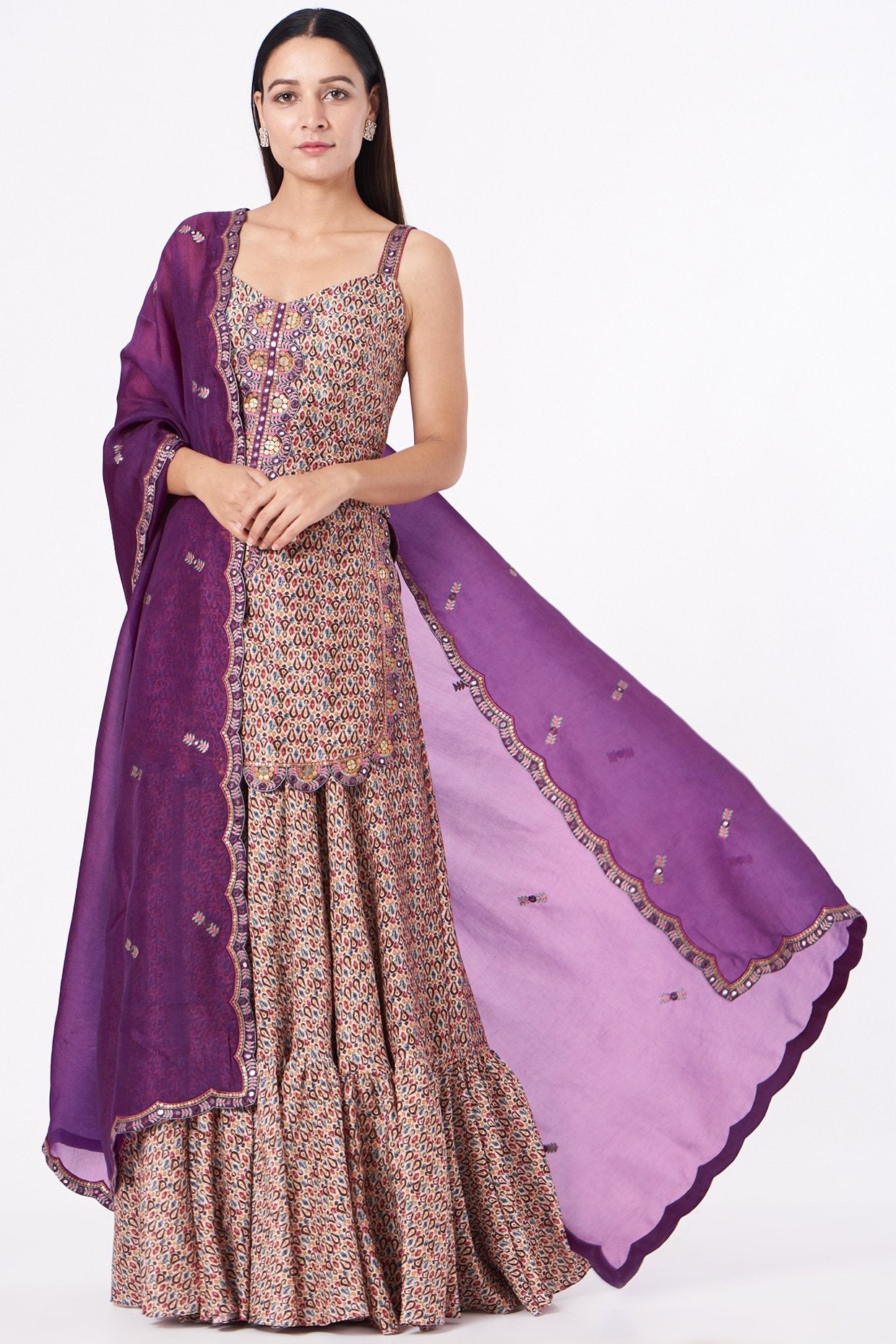 Purple Cotton Silk Sharara Set