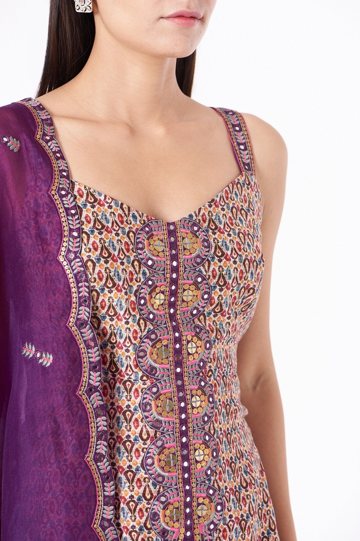 Purple Cotton Silk Sharara Set