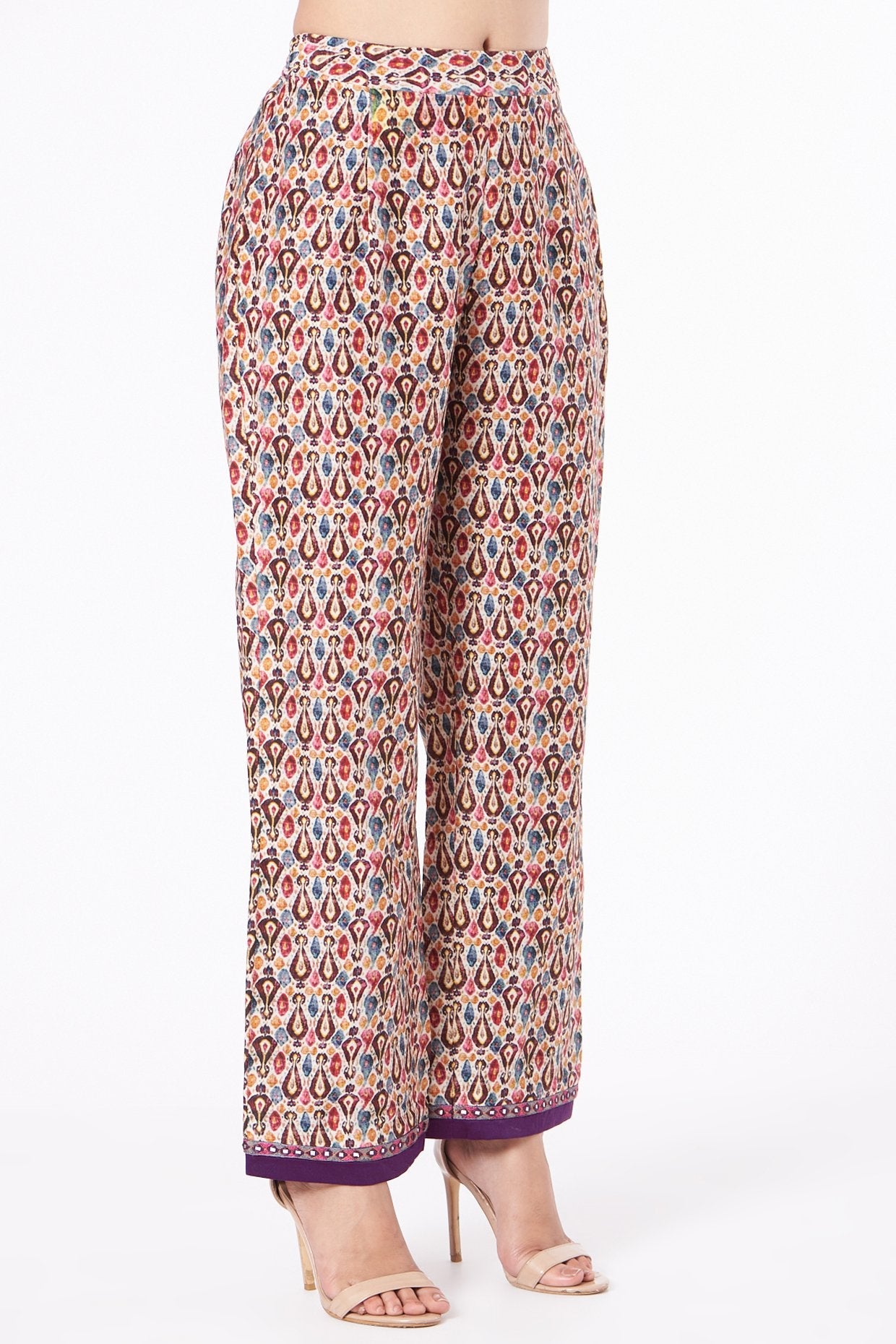 Purple Embroidered A-Line Kurta Set