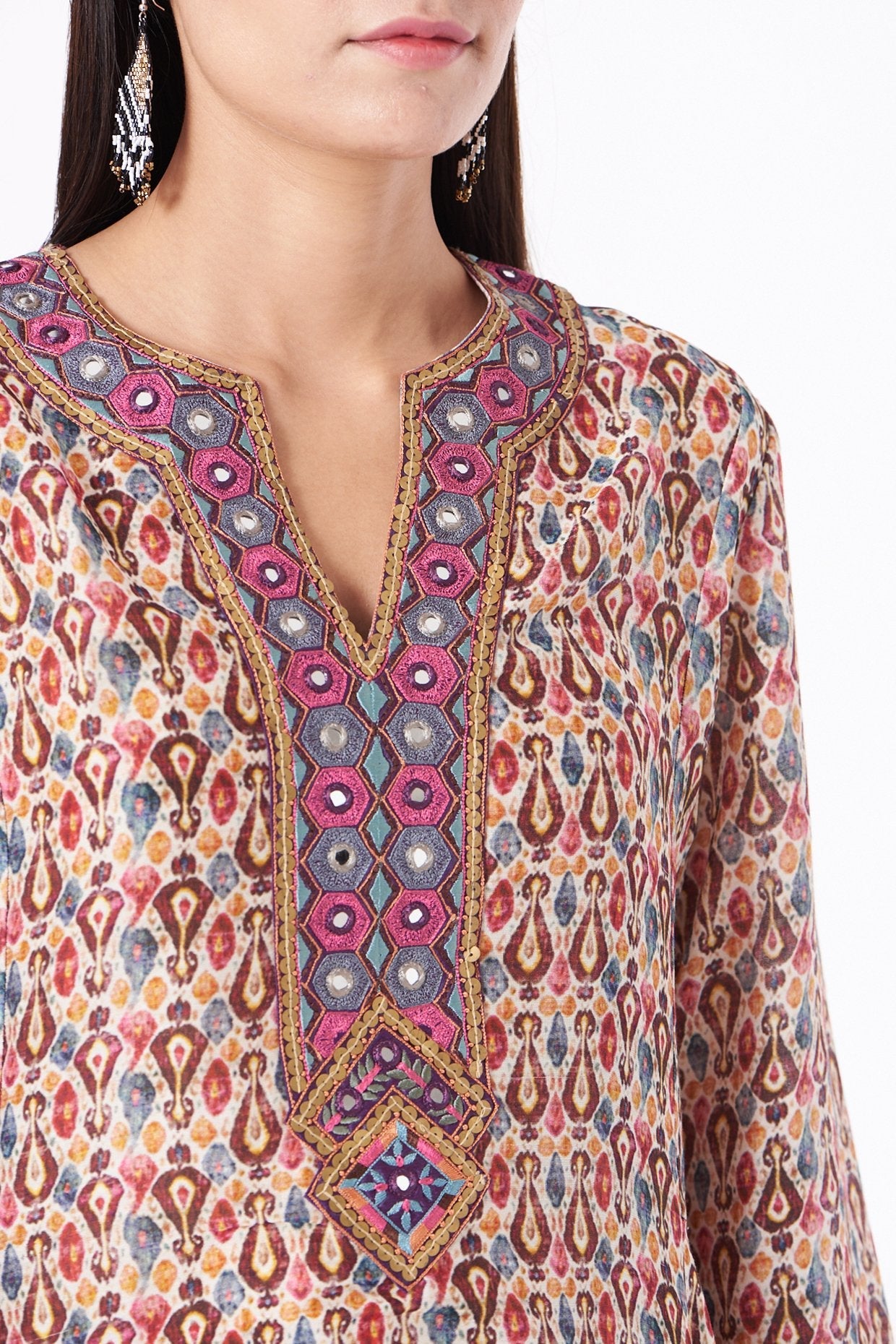 Purple Embroidered A-Line Kurta Set