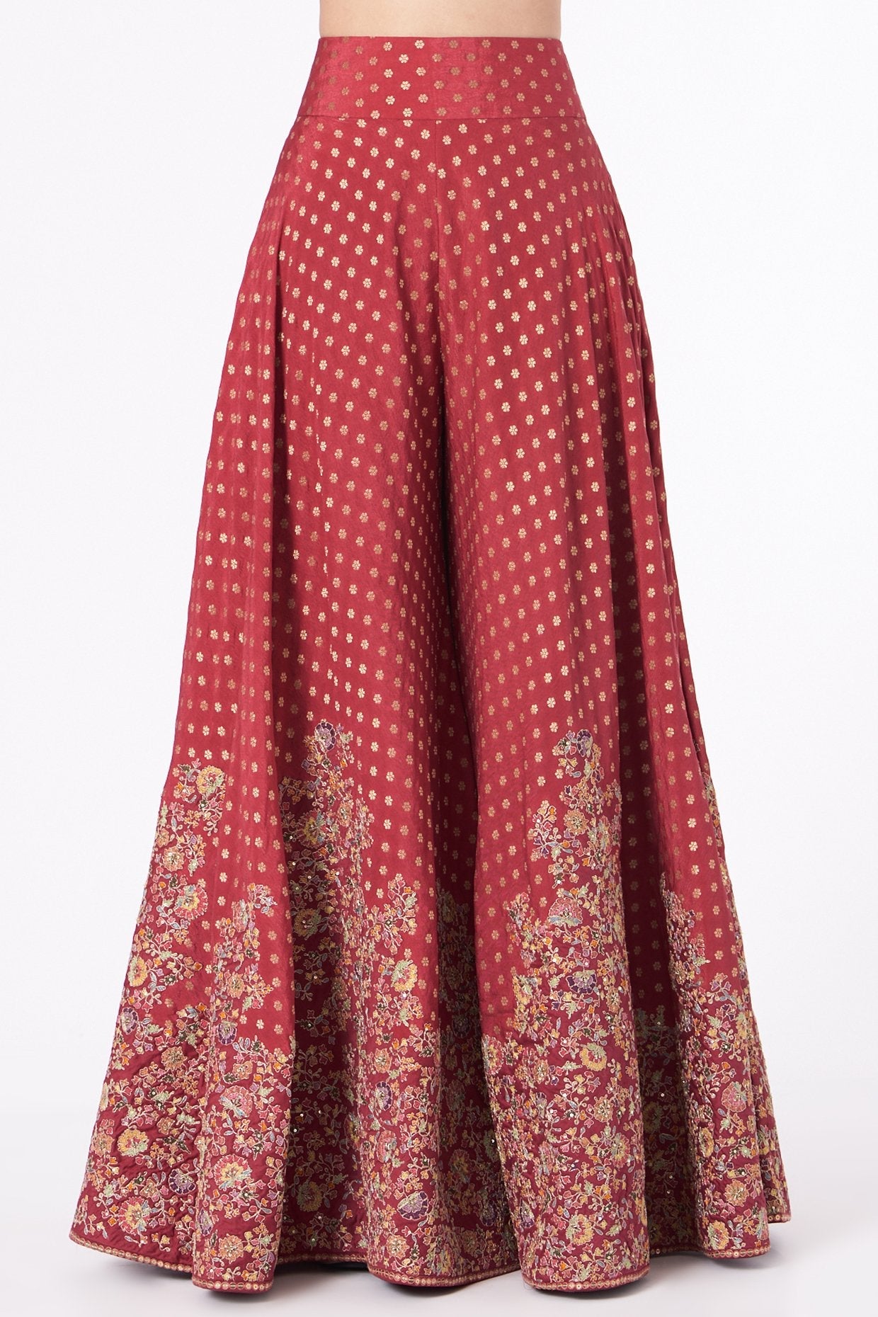 Red Hand Embroidered Sharara Set