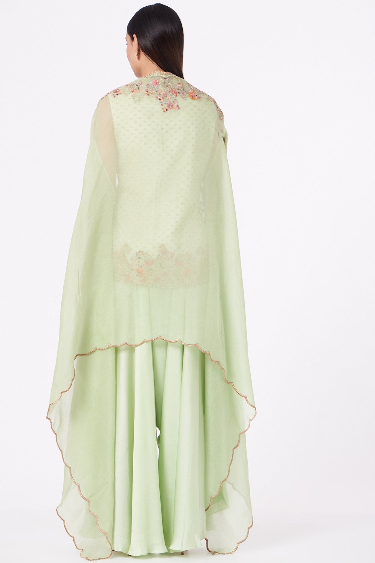 Mint Green Cotton Silk Dhoti Pant Set