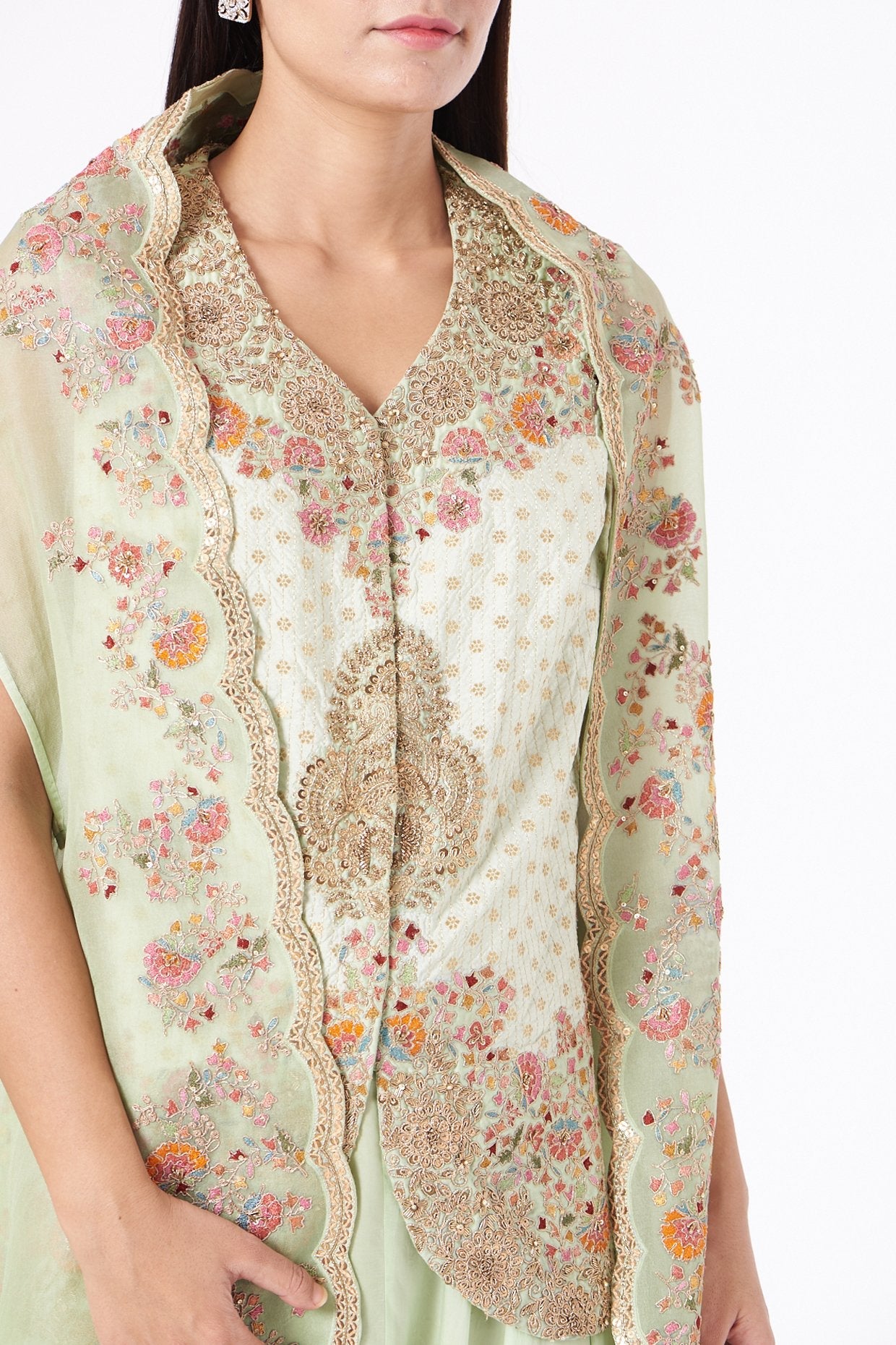 Mint Green Cotton Silk Dhoti Pant Set