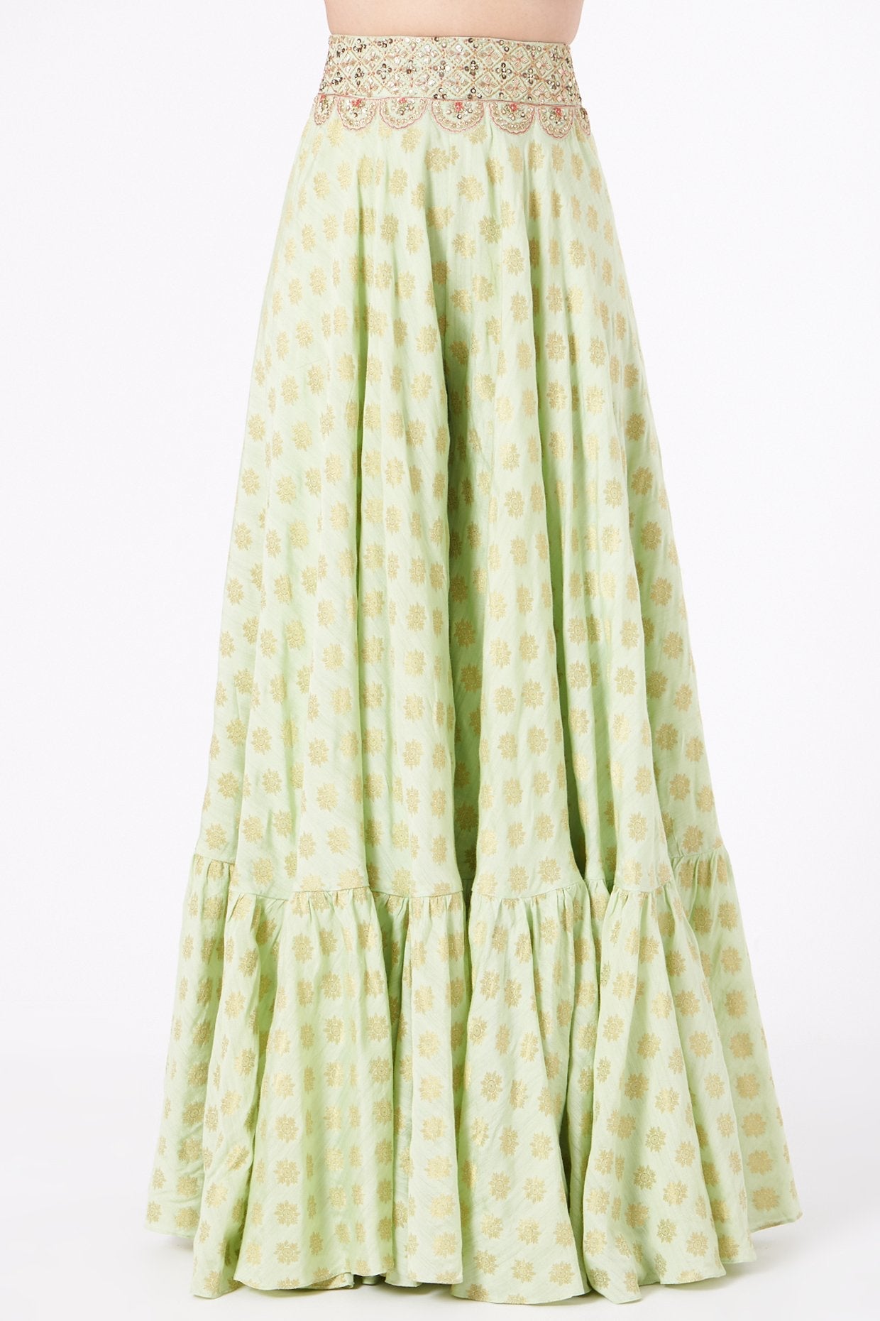 Mint Green Embroidered Cape Set