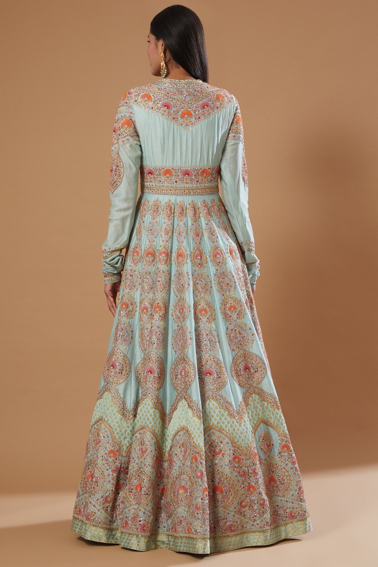 Blue Embroidered Kalidar Anarkali Set