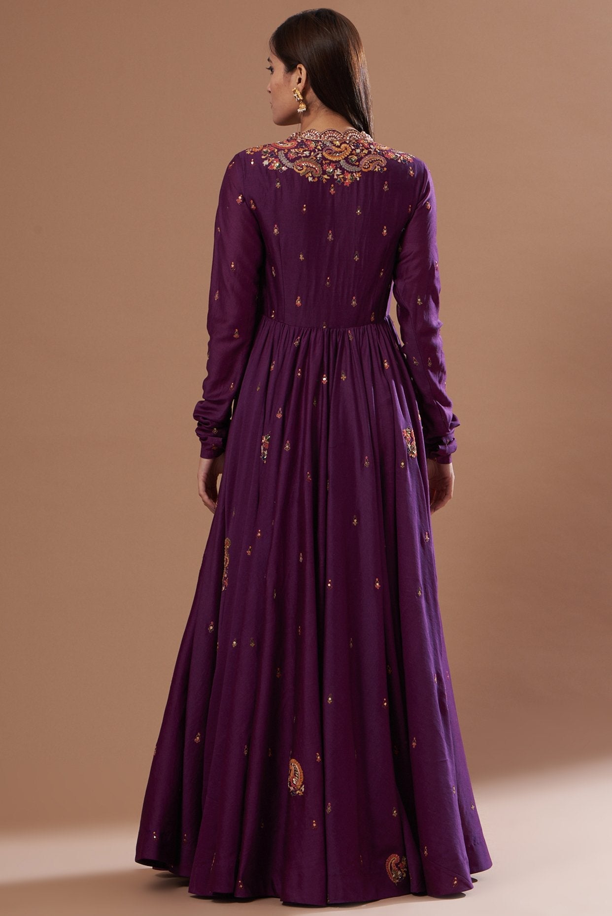 Purple Chanderi Anarkali Set