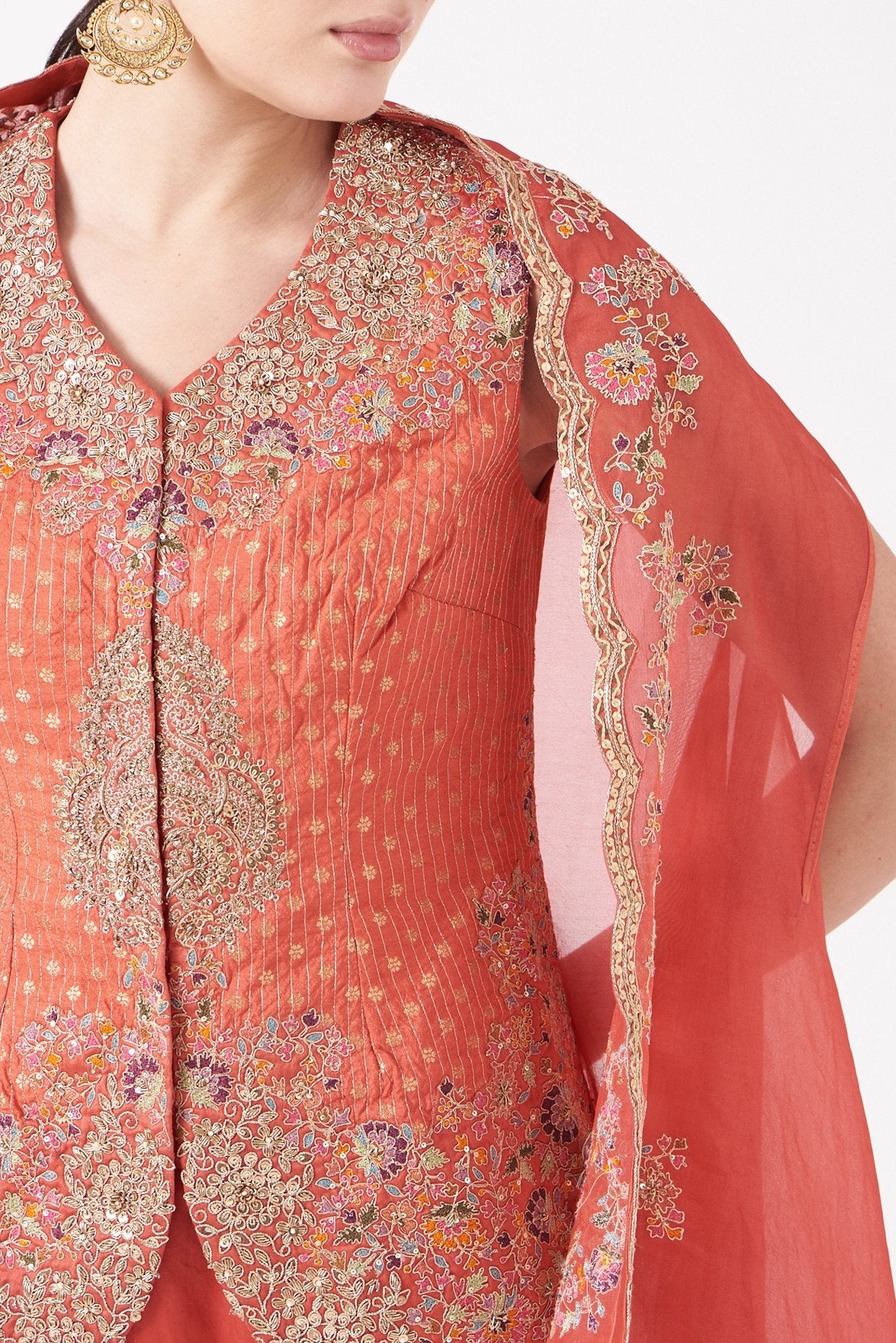 Dandelion Yellow Brocade Jacket Set