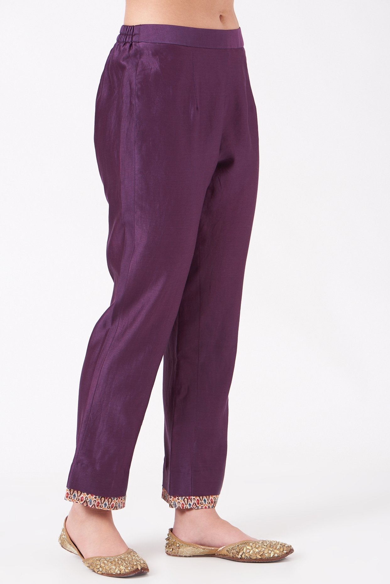 Purple Mirror Embroidered Kaftan Kurta Set