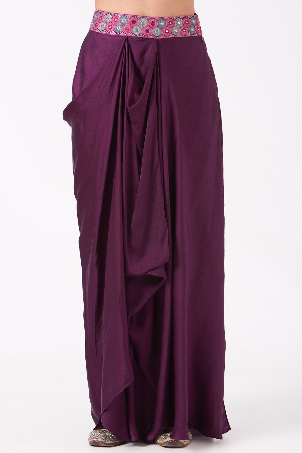 Purple Chanderi Silk Dhoti Set