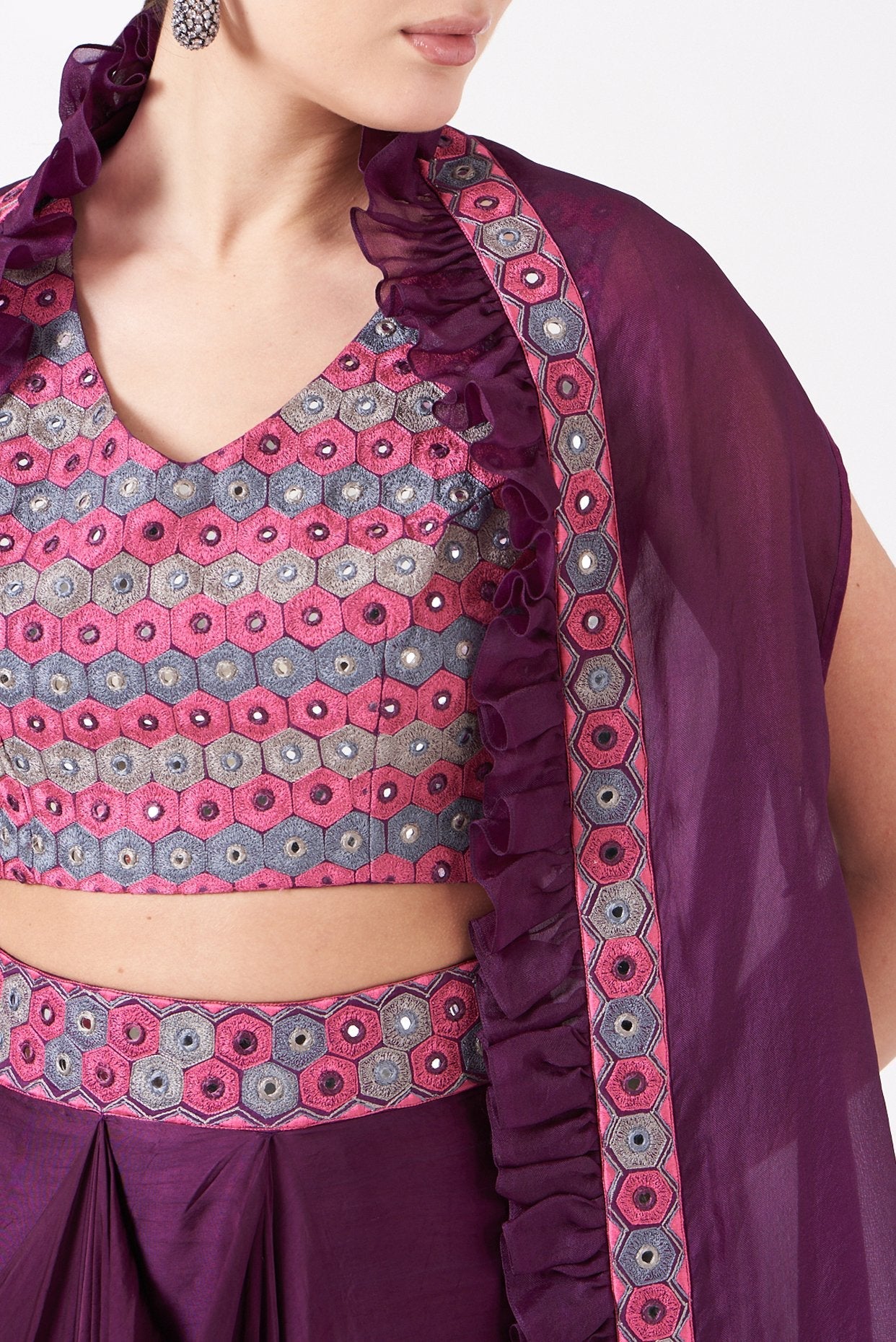 Purple Chanderi Silk Dhoti Set