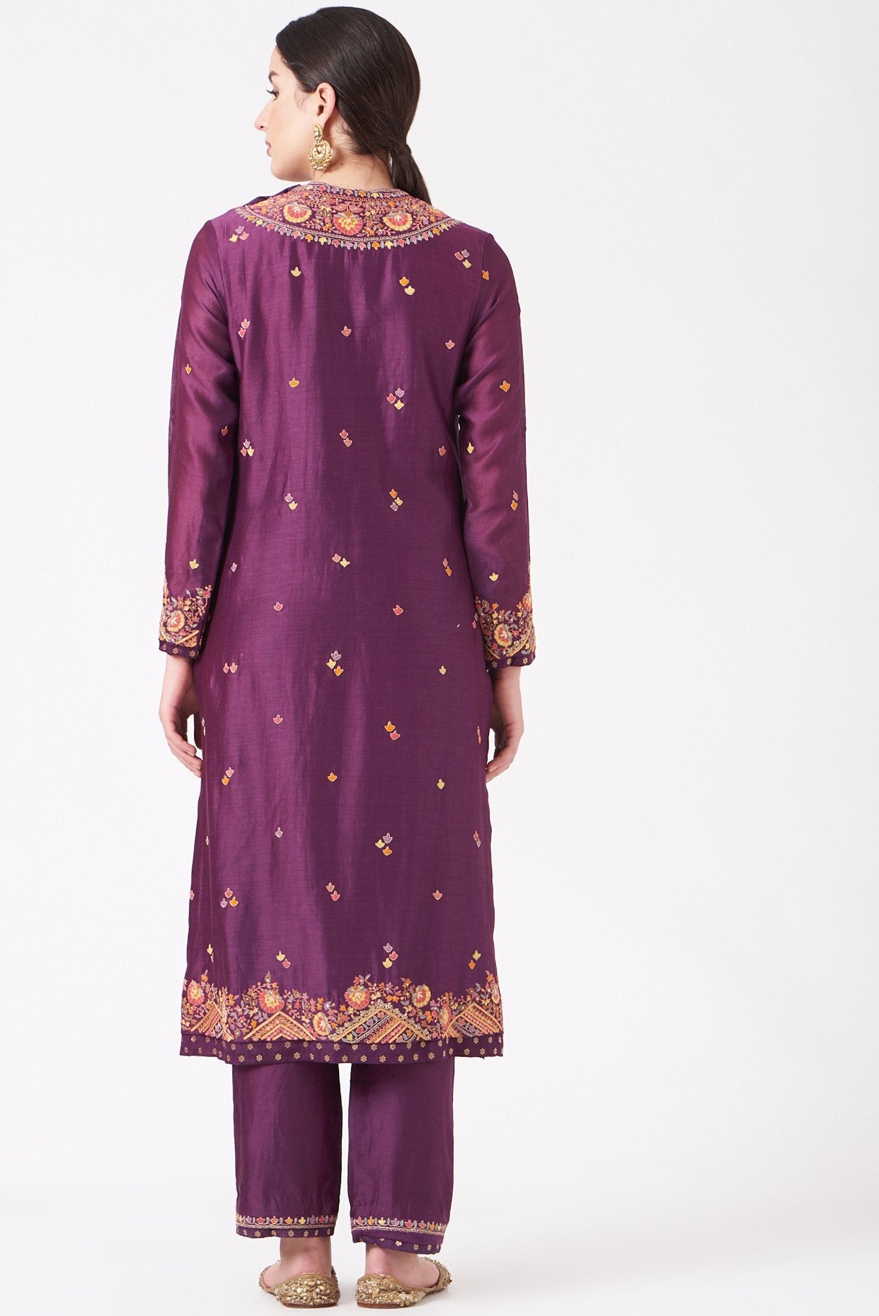 Purple Embroidered Kurta Set