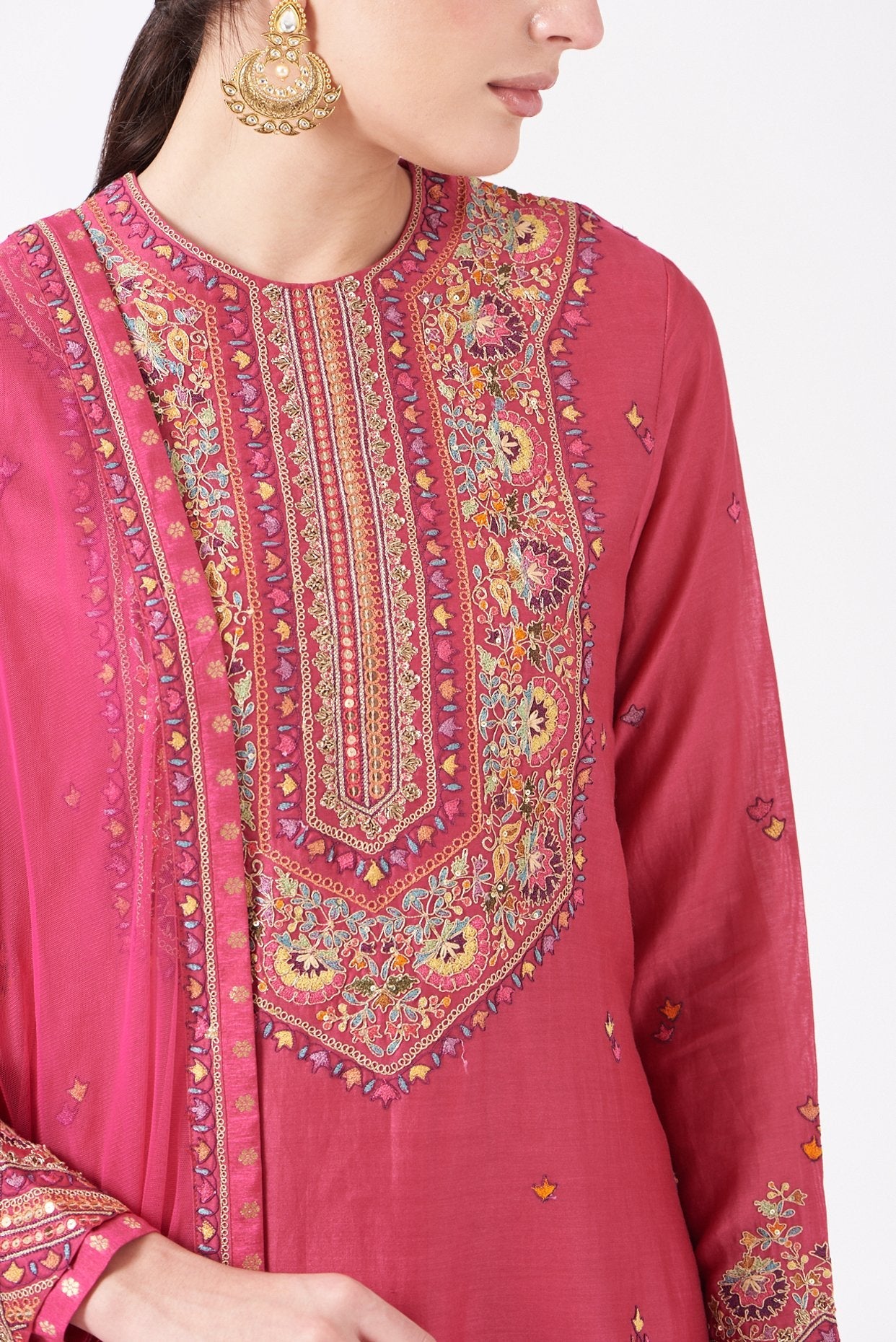Pink Kashmiri Embroidered Kurta Set
