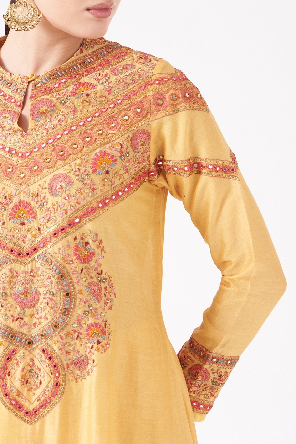 Yellow Kashmiri Embroidered Kurta Set