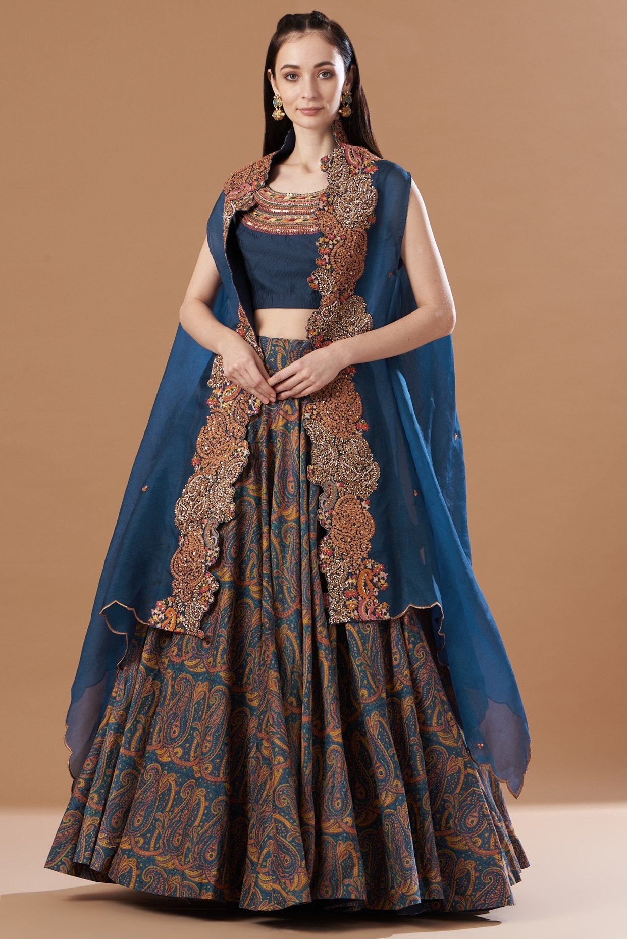 Blue Printed Skirt Set