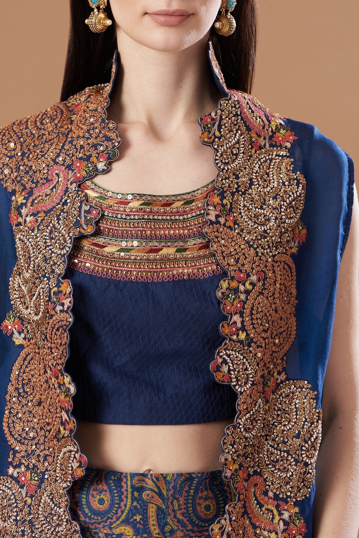 Blue Printed Skirt Set