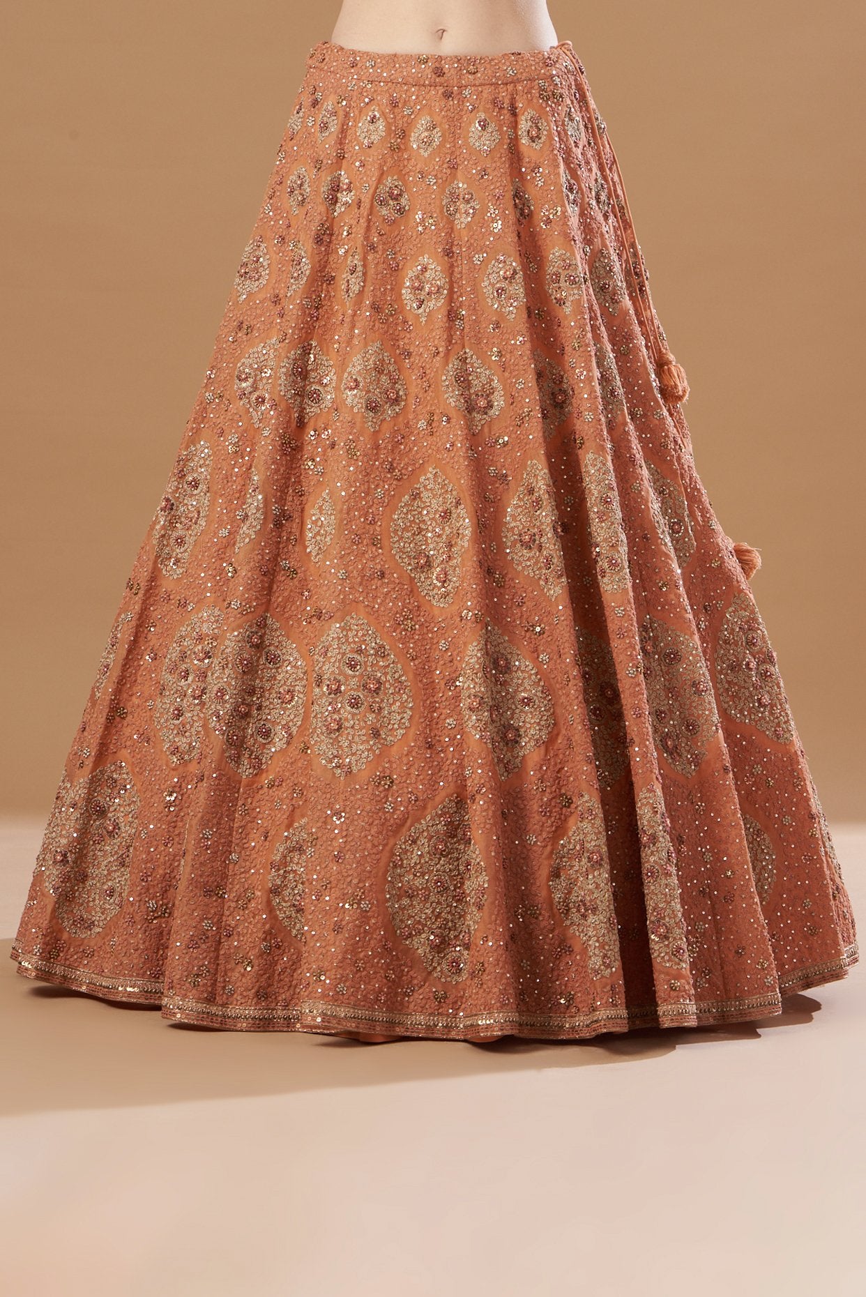 Orange Embroidered Lehenga Set