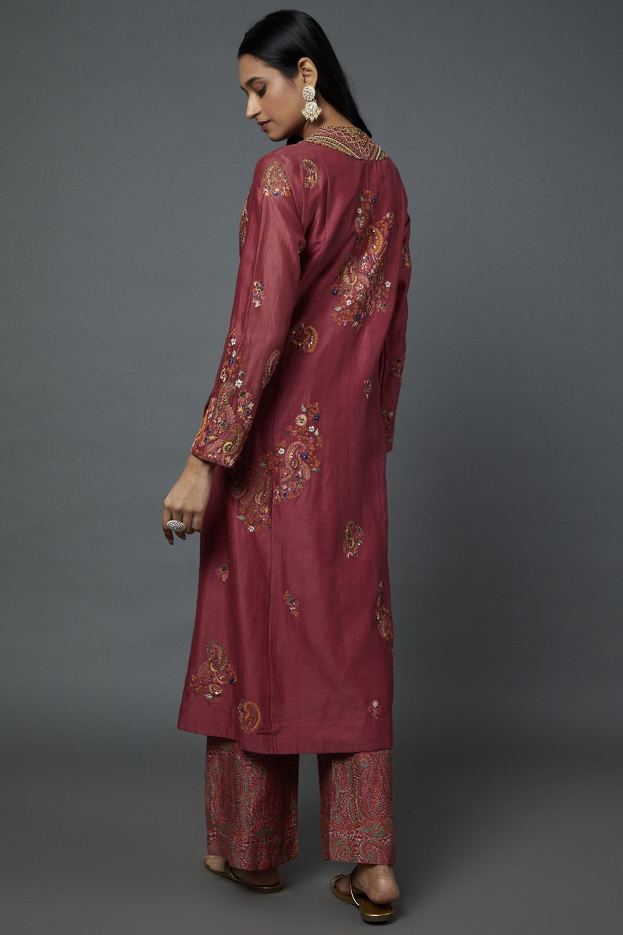 Pink Chanderi Printed Kurta Set