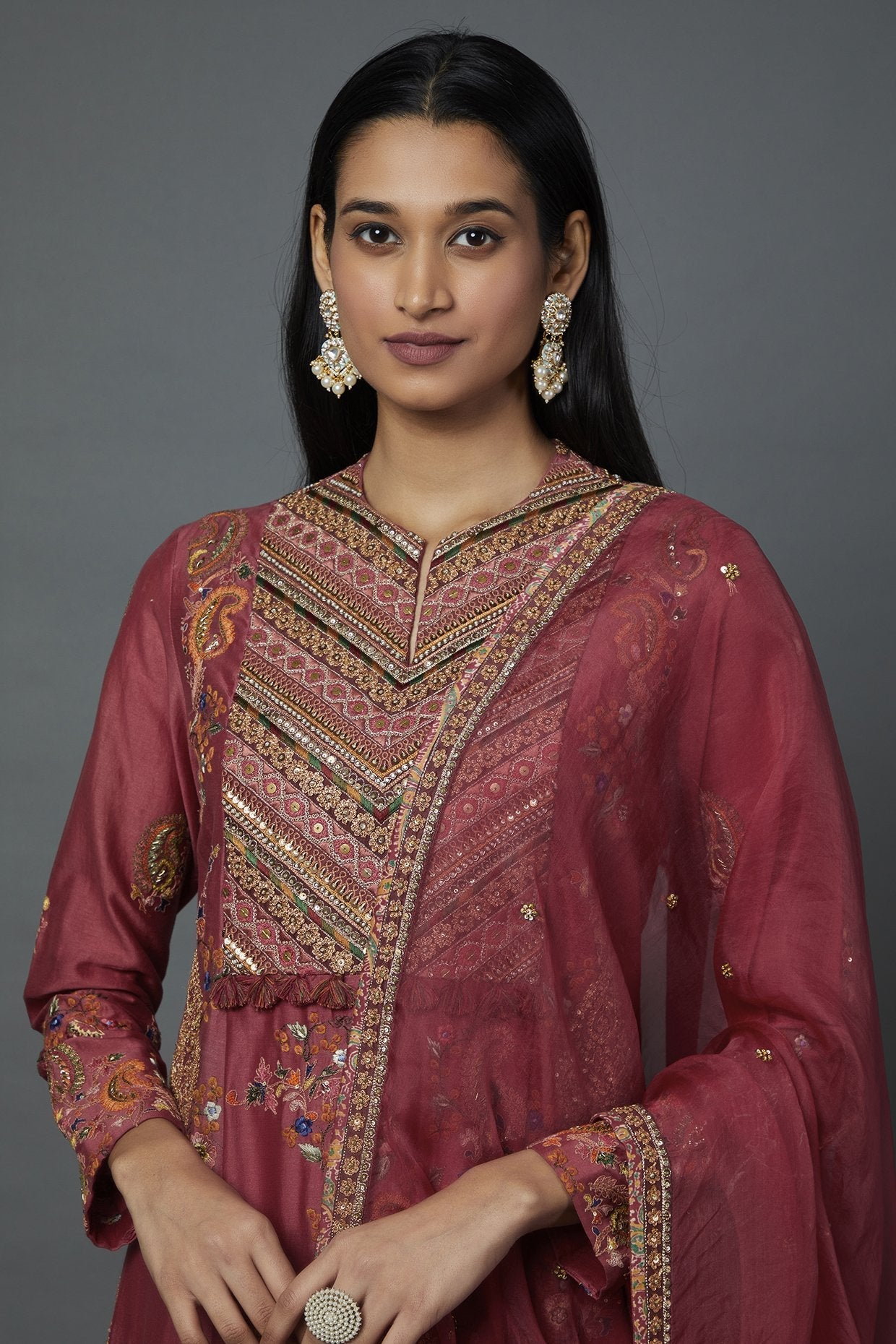 Pink Chanderi Printed Kurta Set