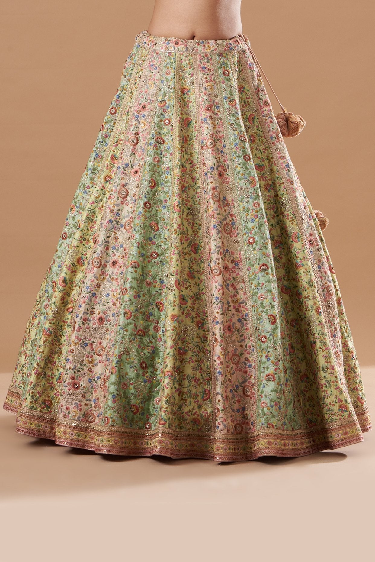 Multi-Colored Embroidered Lehenga Set