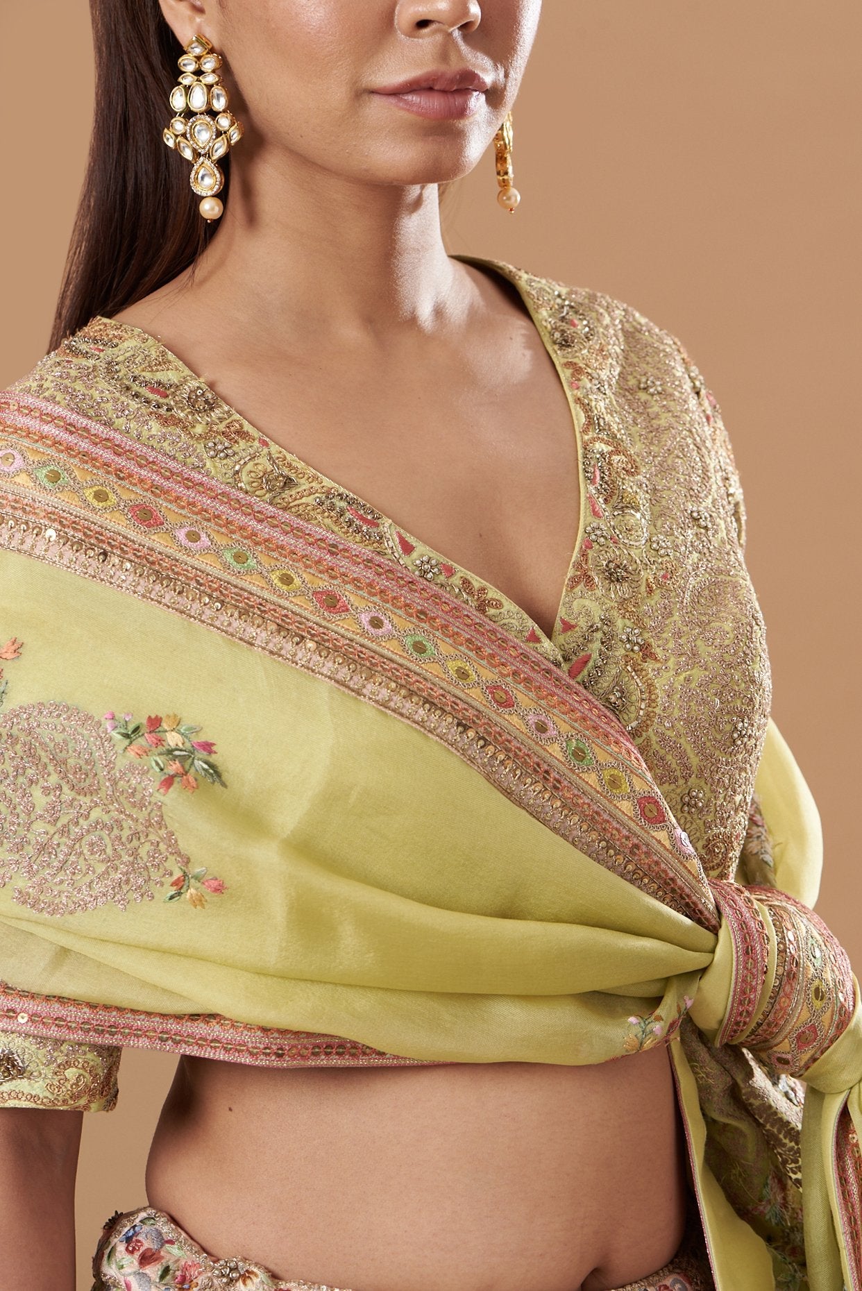 Multi-Colored Embroidered Lehenga Set