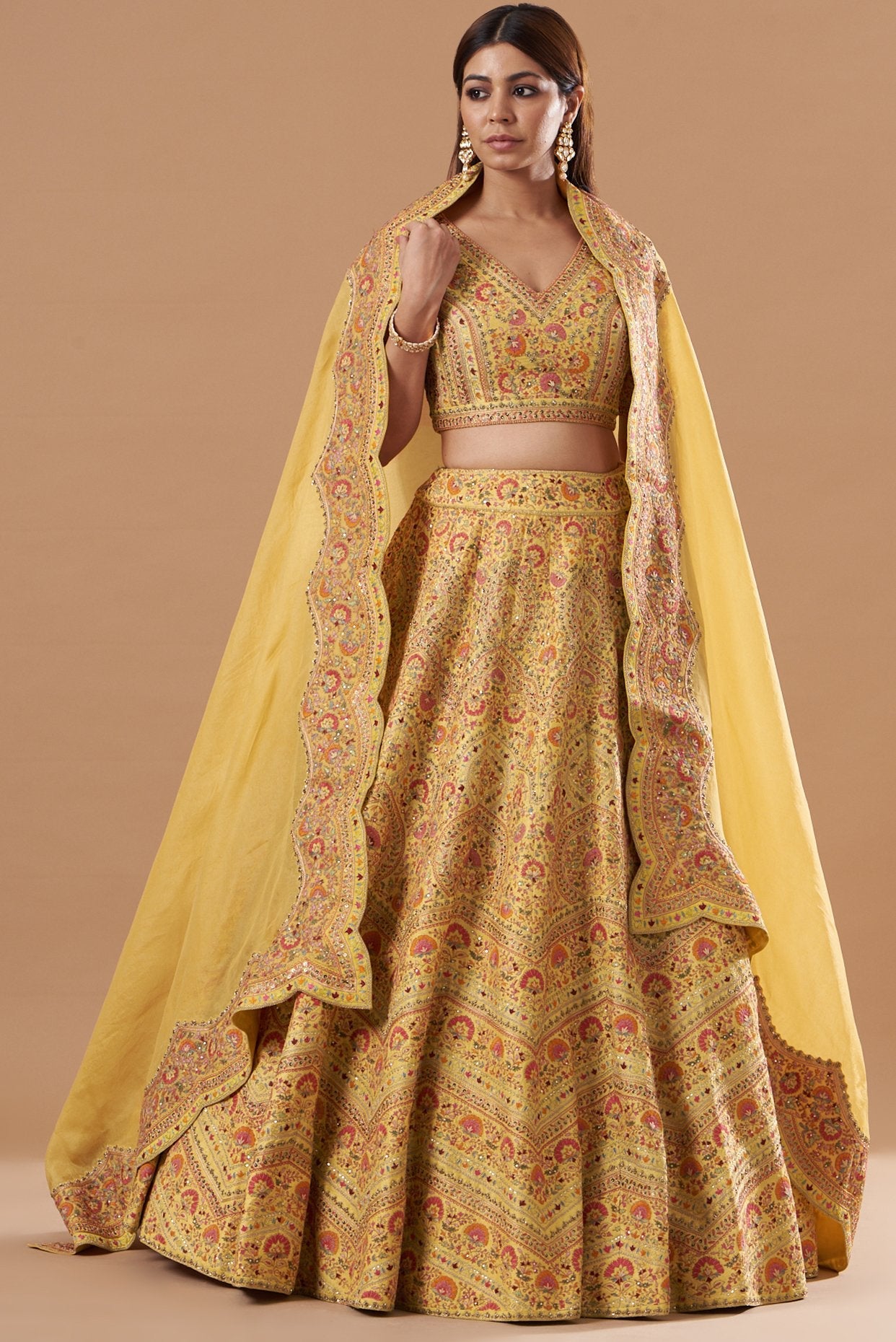 Yellow Embroidered Lehenga Set