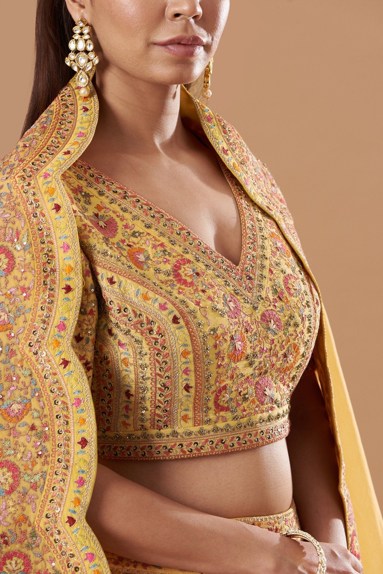 Yellow Embroidered Lehenga Set