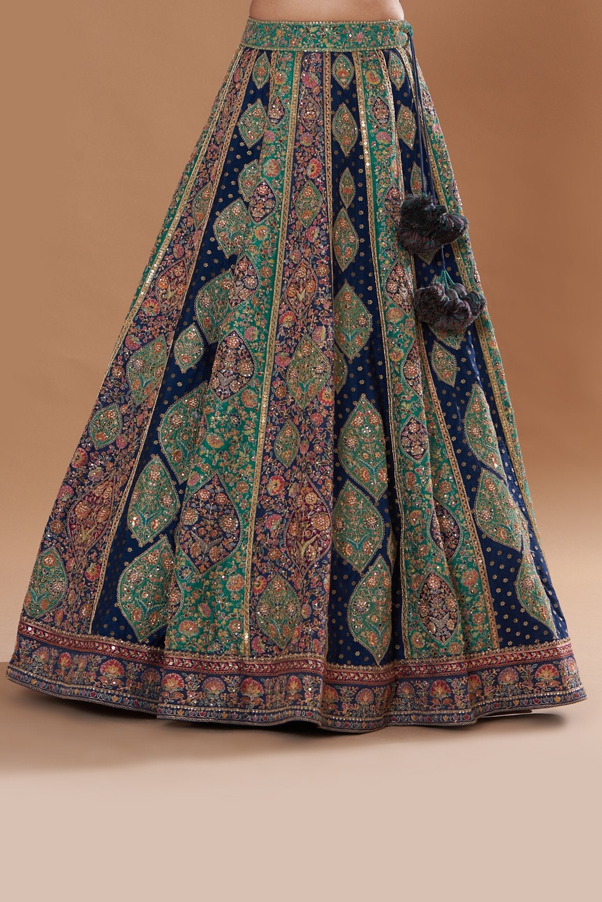Green Brocade Embroidered Lehenga Set