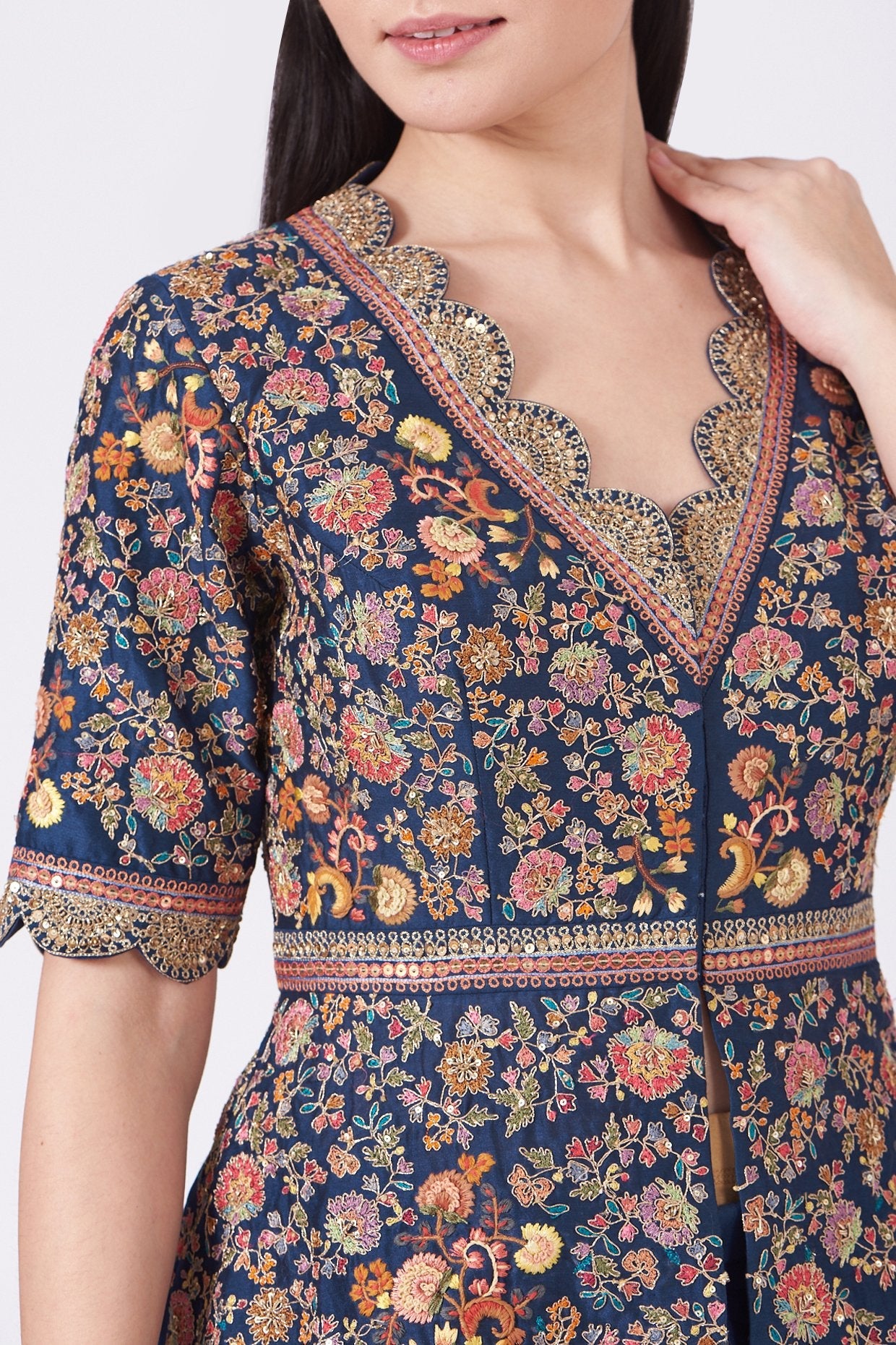 Cobalt Blue Embroidered Sharara Set