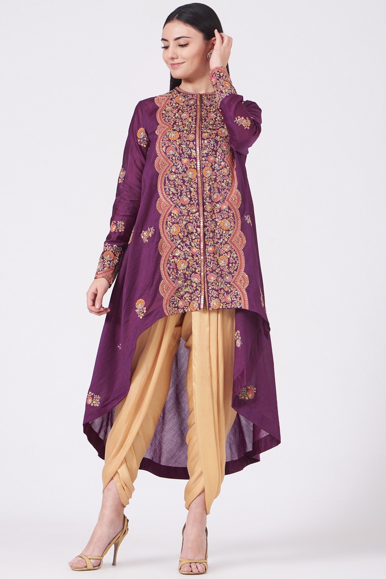 Purple Embroidered Kurta Set