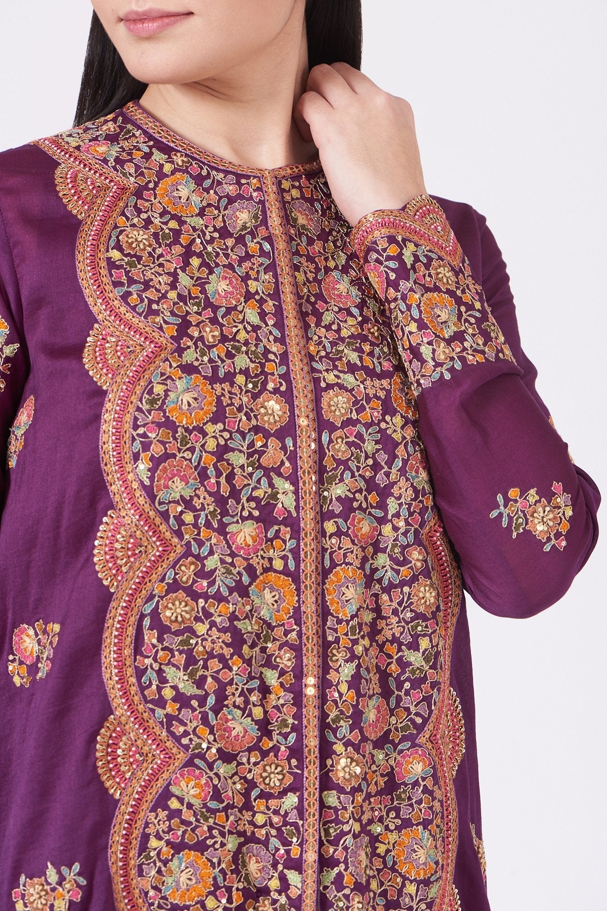 Purple Embroidered Kurta Set