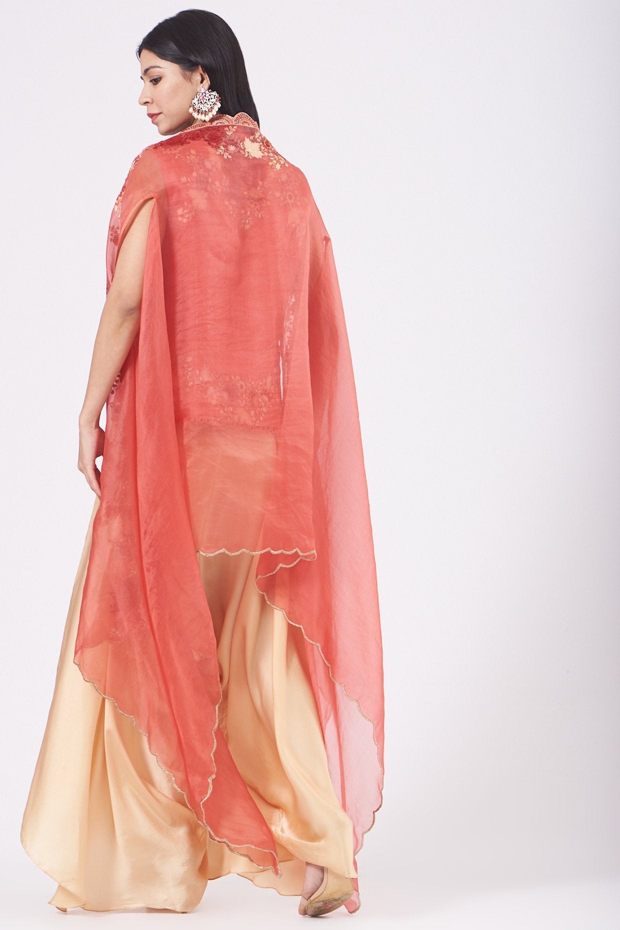 Nude Satin Dhoti Set