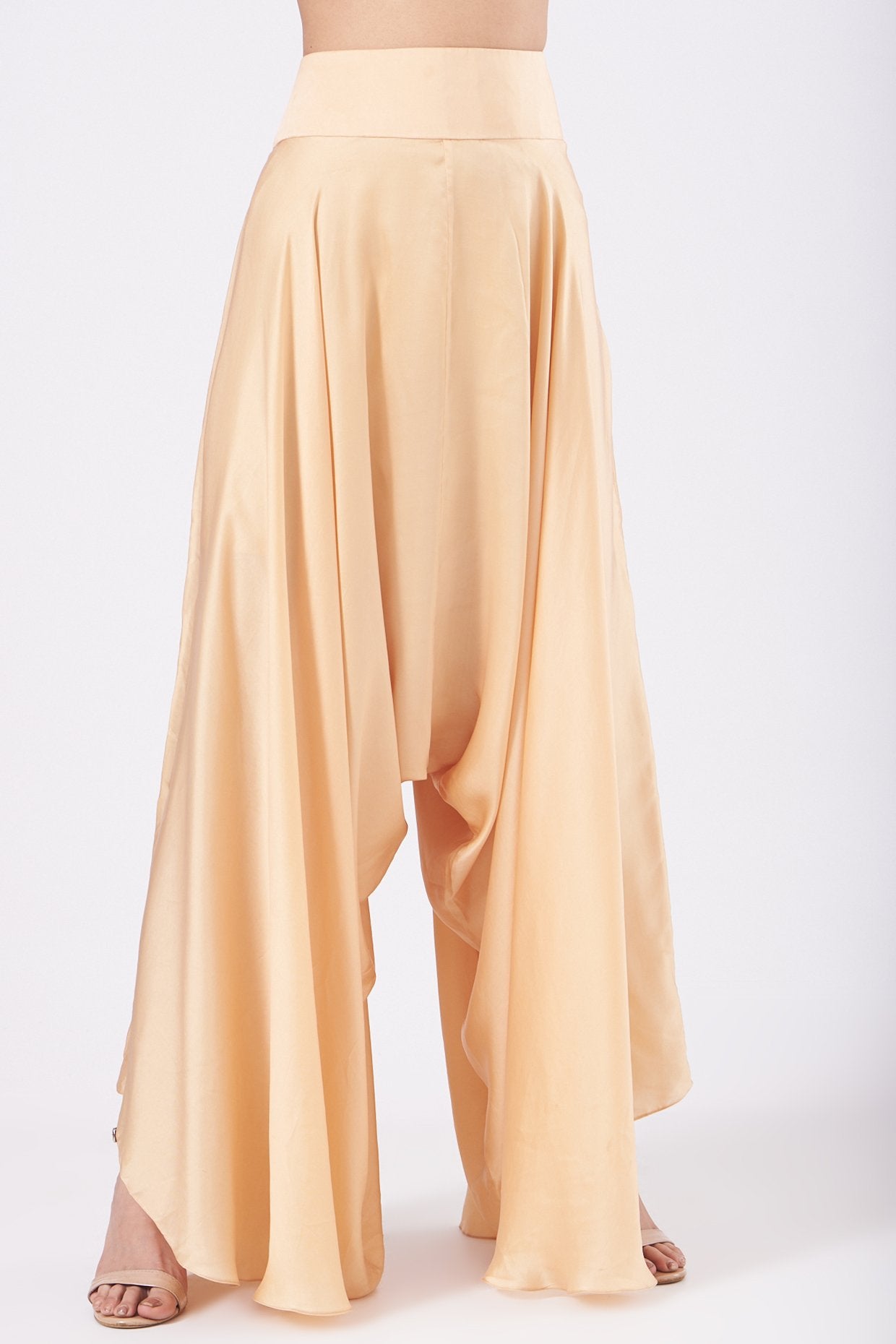 Nude Satin Dhoti Set