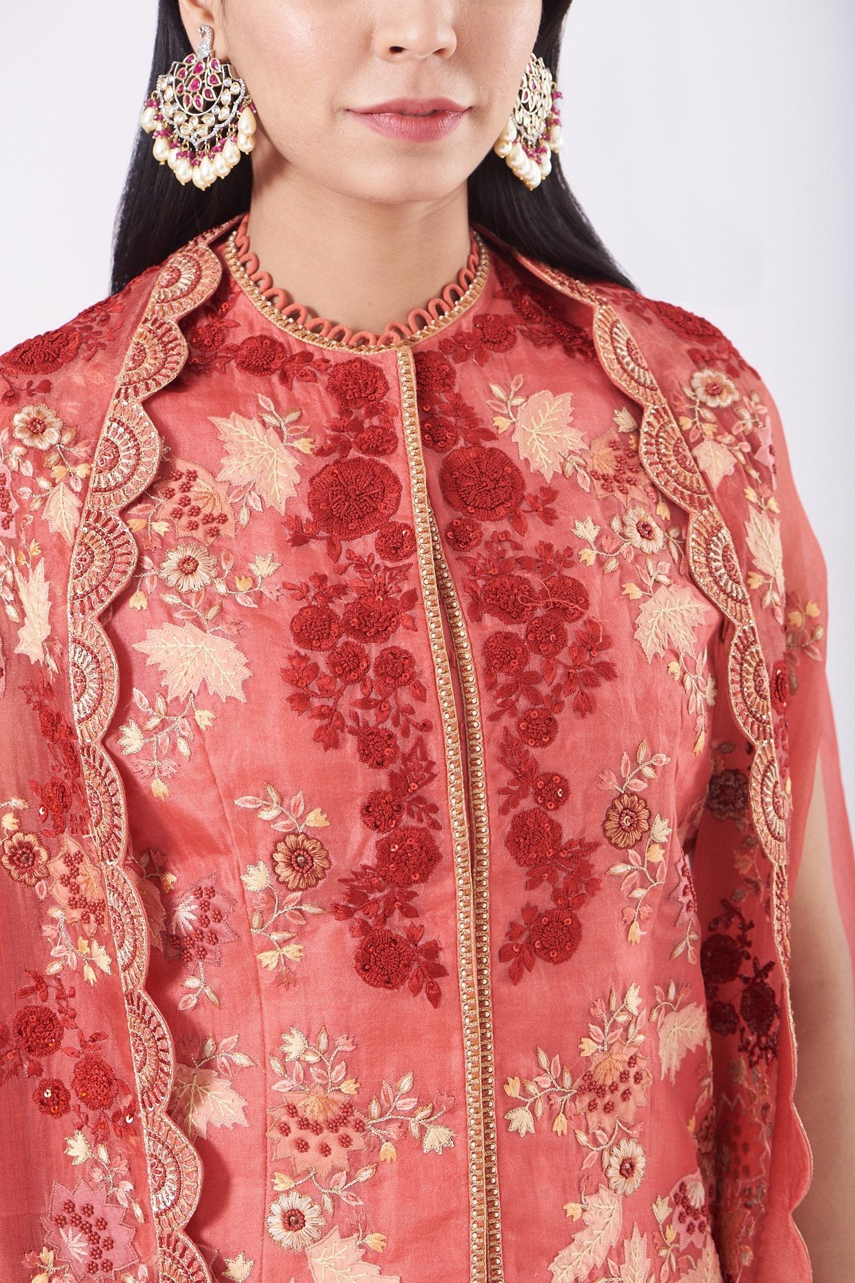 Nude Satin Dhoti Set