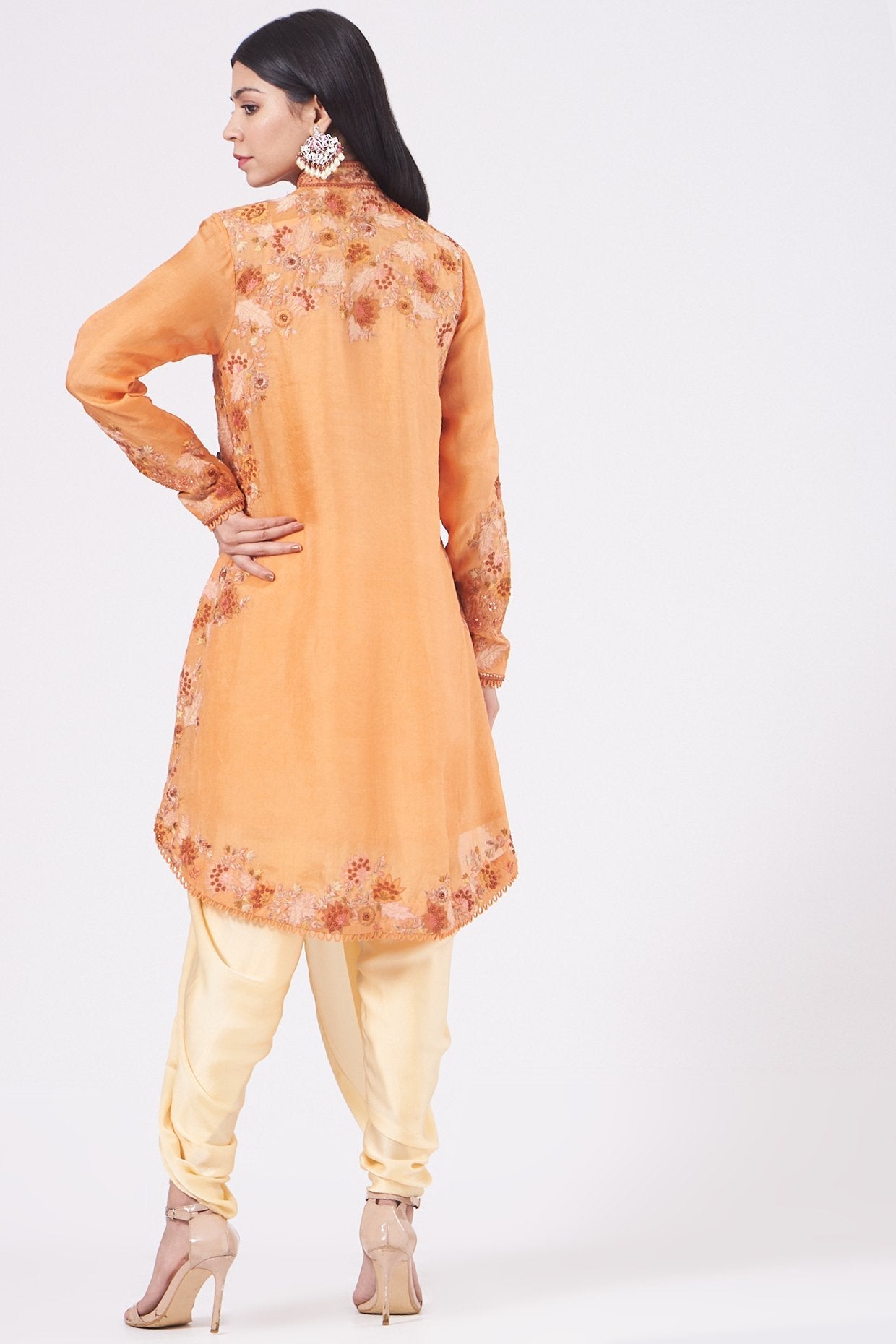 Nude Dhoti Set In Satin