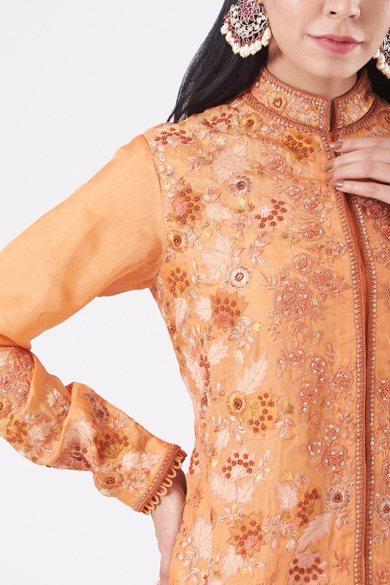 Nude Dhoti Set In Satin