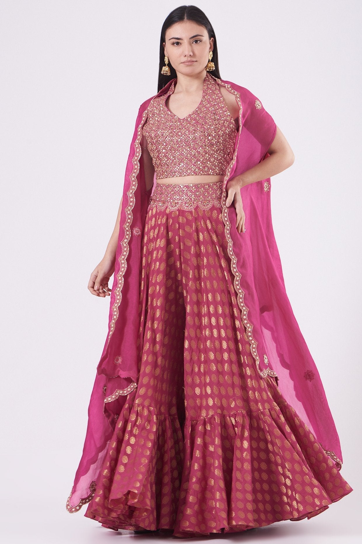 Rani Pink Embroidered Sharara Set